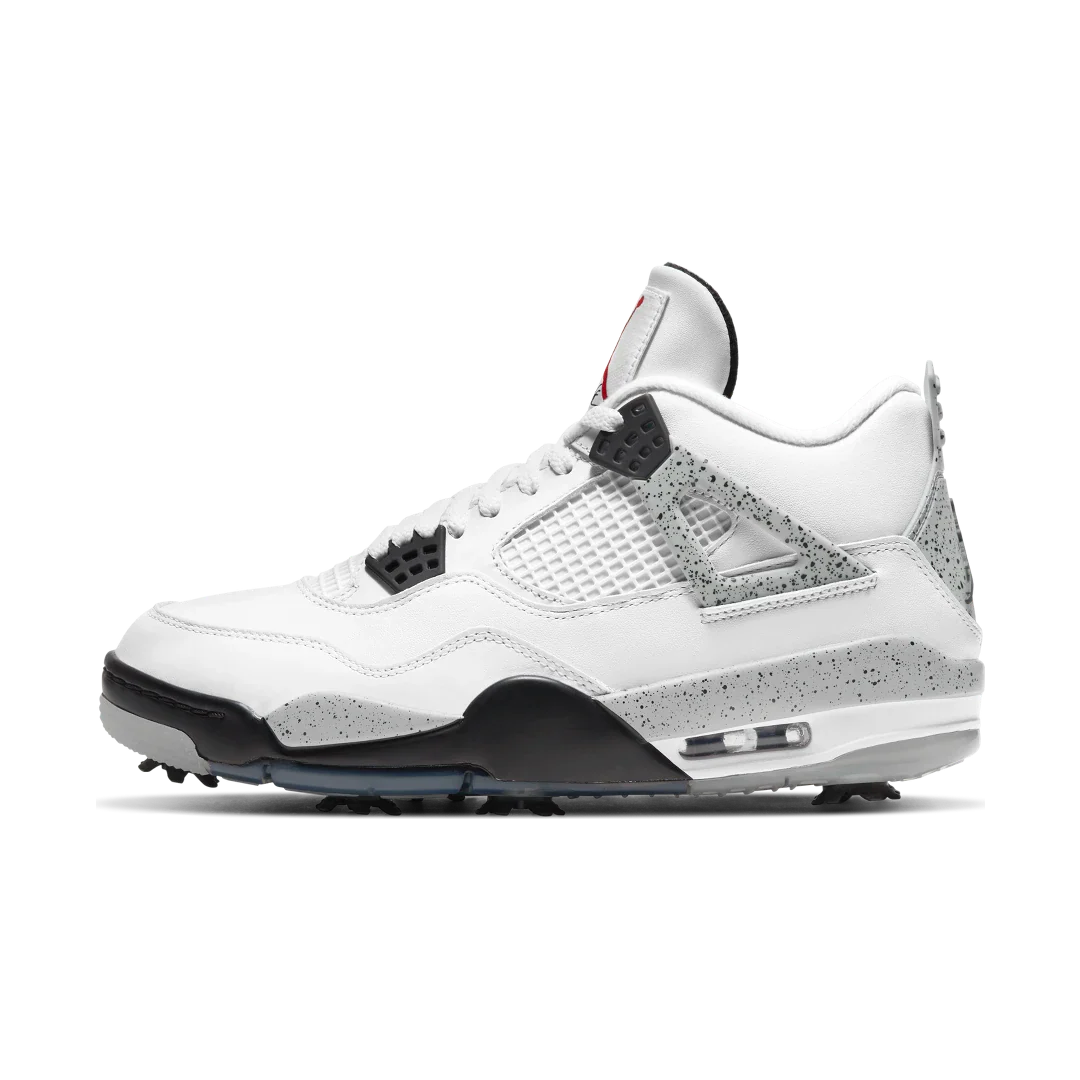 Air Jordan 4 Retro Golf White Cement, White/Tech Grey-Black-Fire Red (CU9981-100)