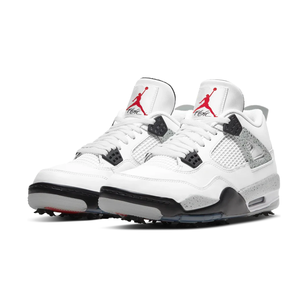 Air Jordan 4 Retro Golf White Cement, White/Tech Grey-Black-Fire Red (CU9981-100)