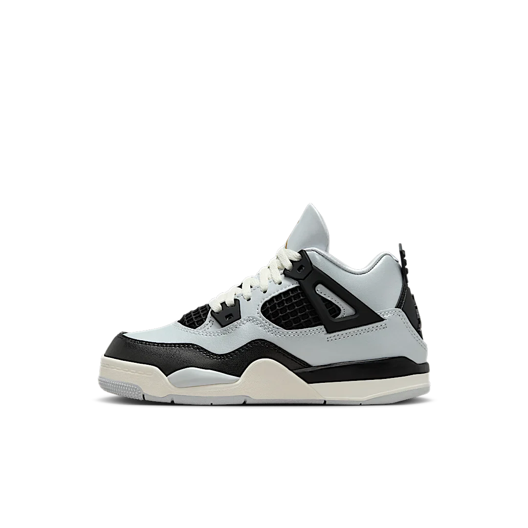 Air Jordan 4 Retro Platinum Gold (PS), Pure Platinum/Metallic Gold/Black/Sail (FZ8586-070)