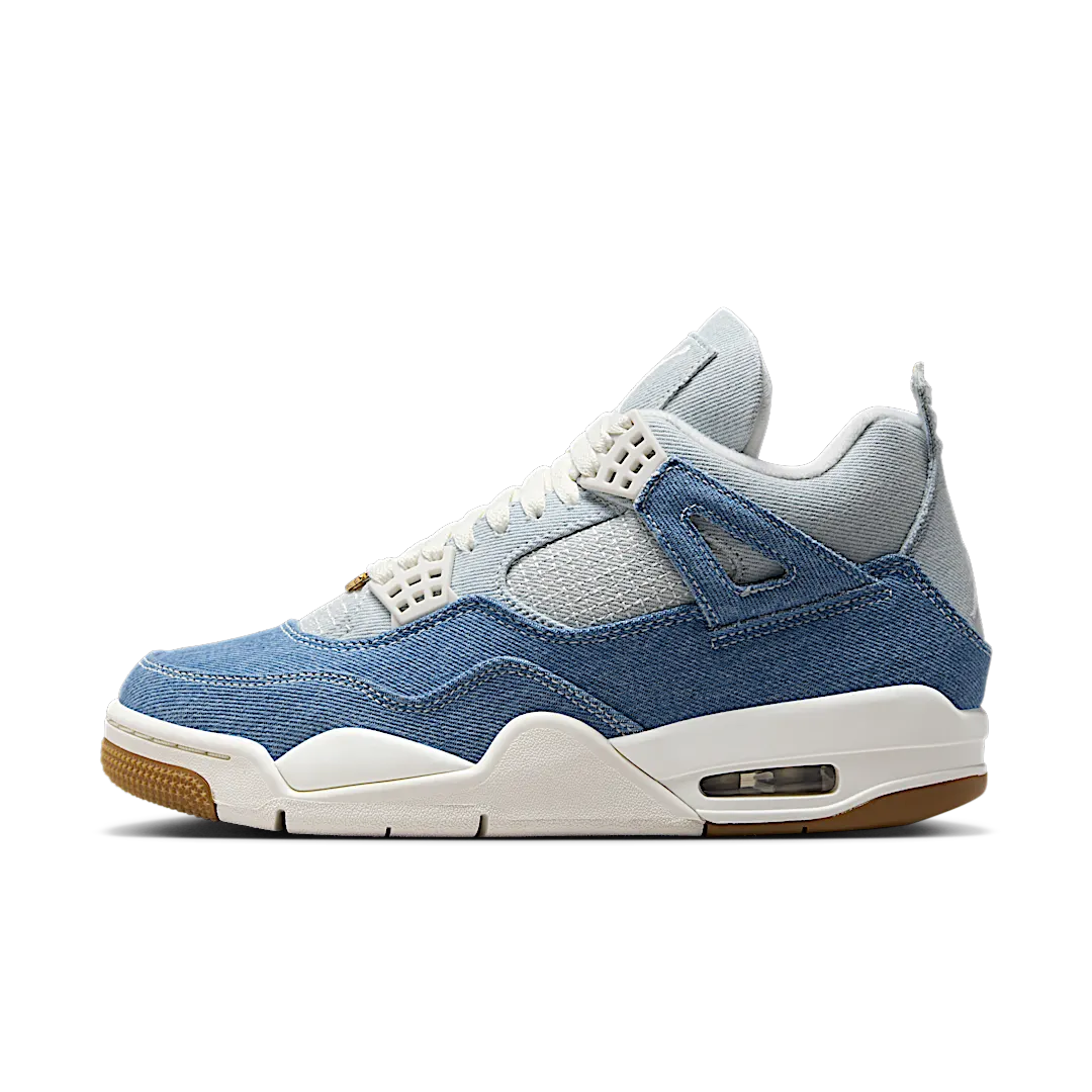 Air Jordan 4 Retro TEX Denim Worn Blue, Sail/Gum Light Brown-Worn Blue-Sail-Metallic Gold (IB6716-100)
