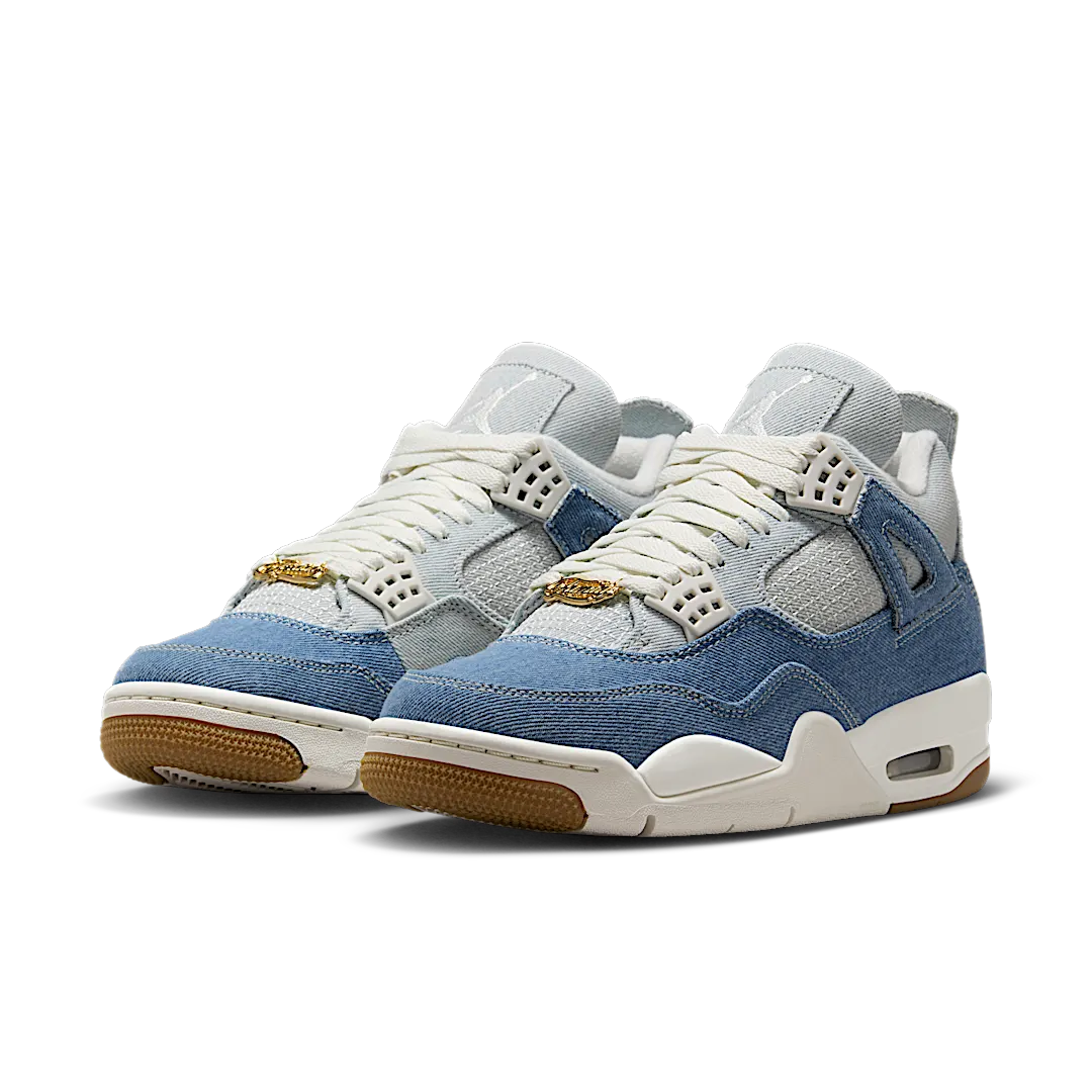 Air Jordan 4 Retro TEX Denim Worn Blue, Sail/Gum Light Brown-Worn Blue-Sail-Metallic Gold (IB6716-100)
