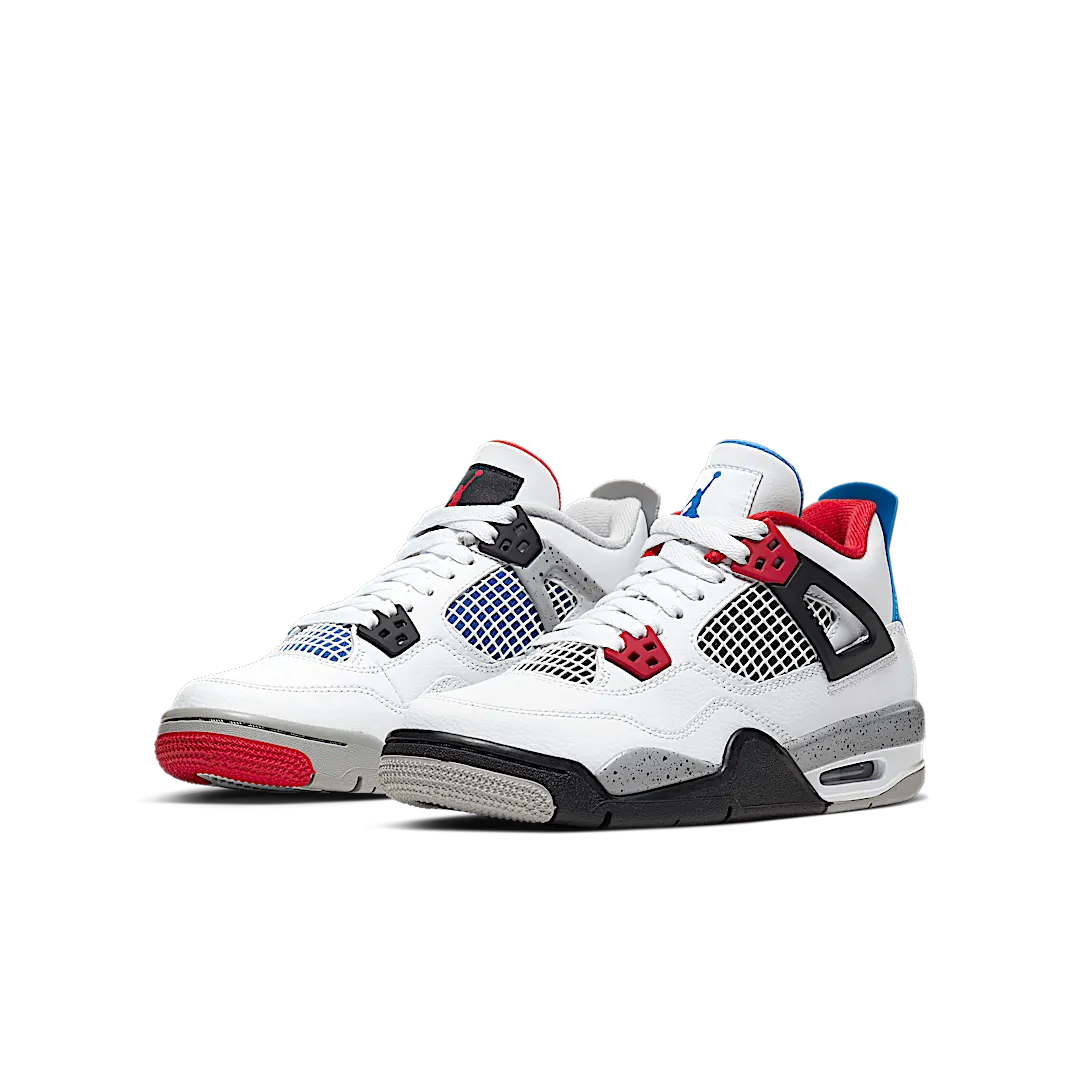 Air Jordan 4 Retro What The, White/Military Blue-Fire Red-Black-Cement Grey (408452-146)