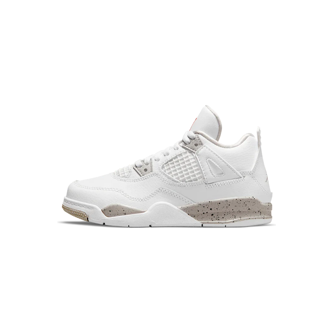 Air Jordan 4 Retro White Oreo (2021) (PS), White/Tech Grey-Black-Fire Red (BQ7669-100)