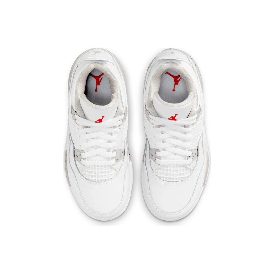 Air Jordan 4 Retro White Oreo (2021) (PS), White/Tech Grey-Black-Fire Red (BQ7669-100)