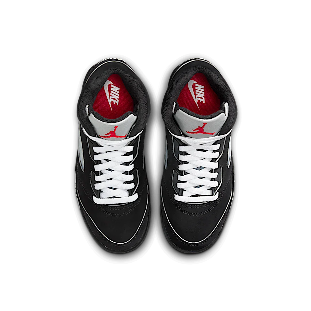 Air Jordan 5 Retro OG Black Metallic Reimagined (PS), Black/White-Metallic Silver-Fire Red (HF3978-001)