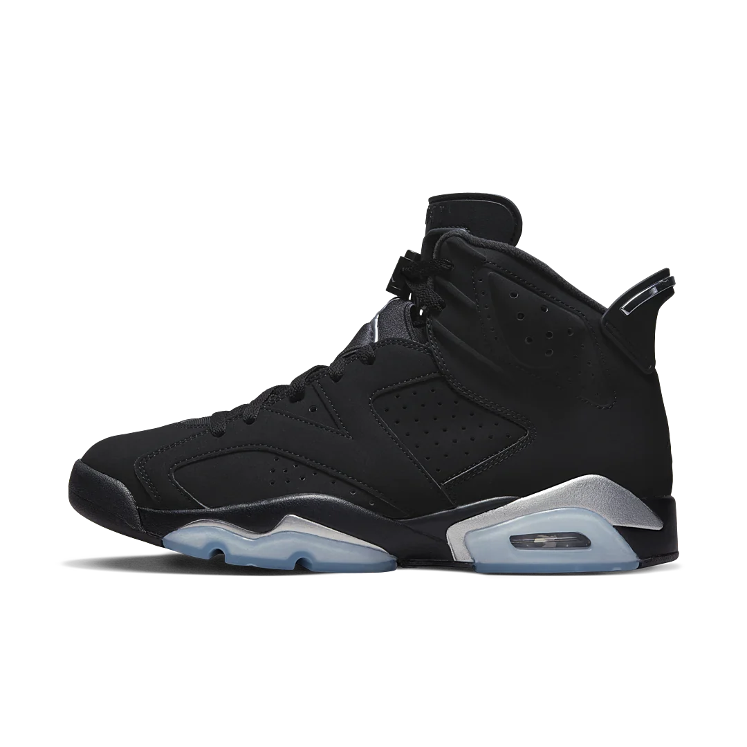 Air Jordan 6 Retro Chrome, Black/Black/Metallic Silver (DX2836-001 / DX2835-001)