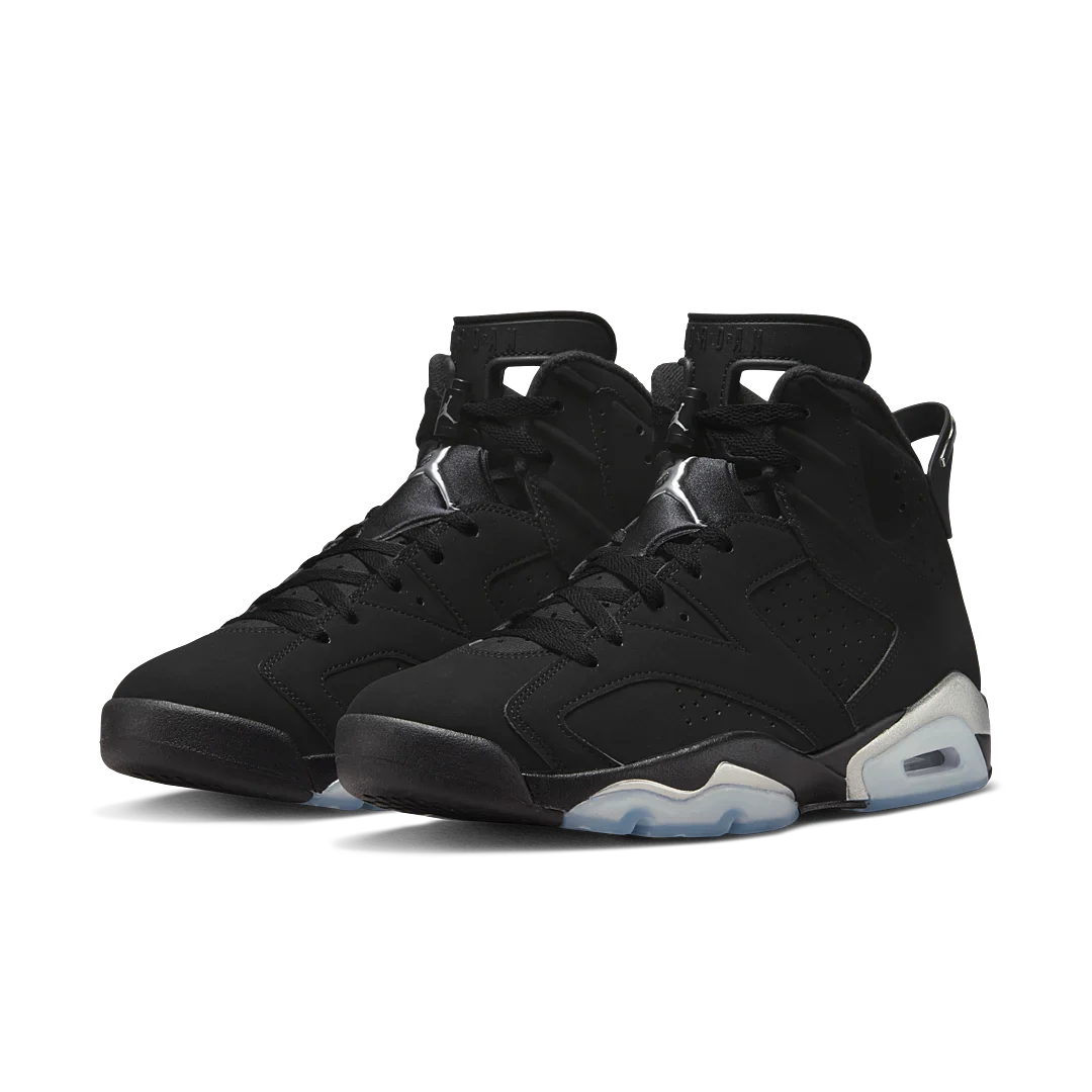 Air Jordan 6 Retro Chrome, Black/Black/Metallic Silver (DX2836-001 / DX2835-001)