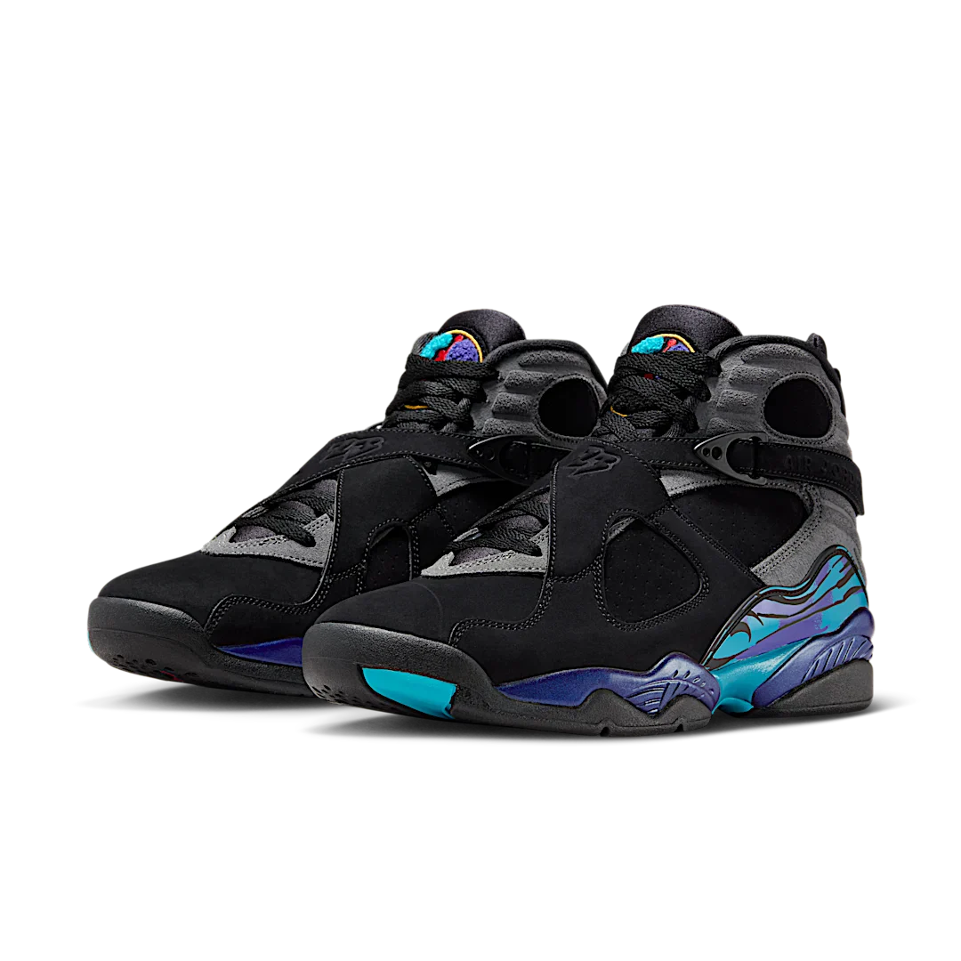 Air Jordan 8 Retro Aqua (2025), Black/True Red-Iron Grey-Bright Concord-Aquatone (305381-006)