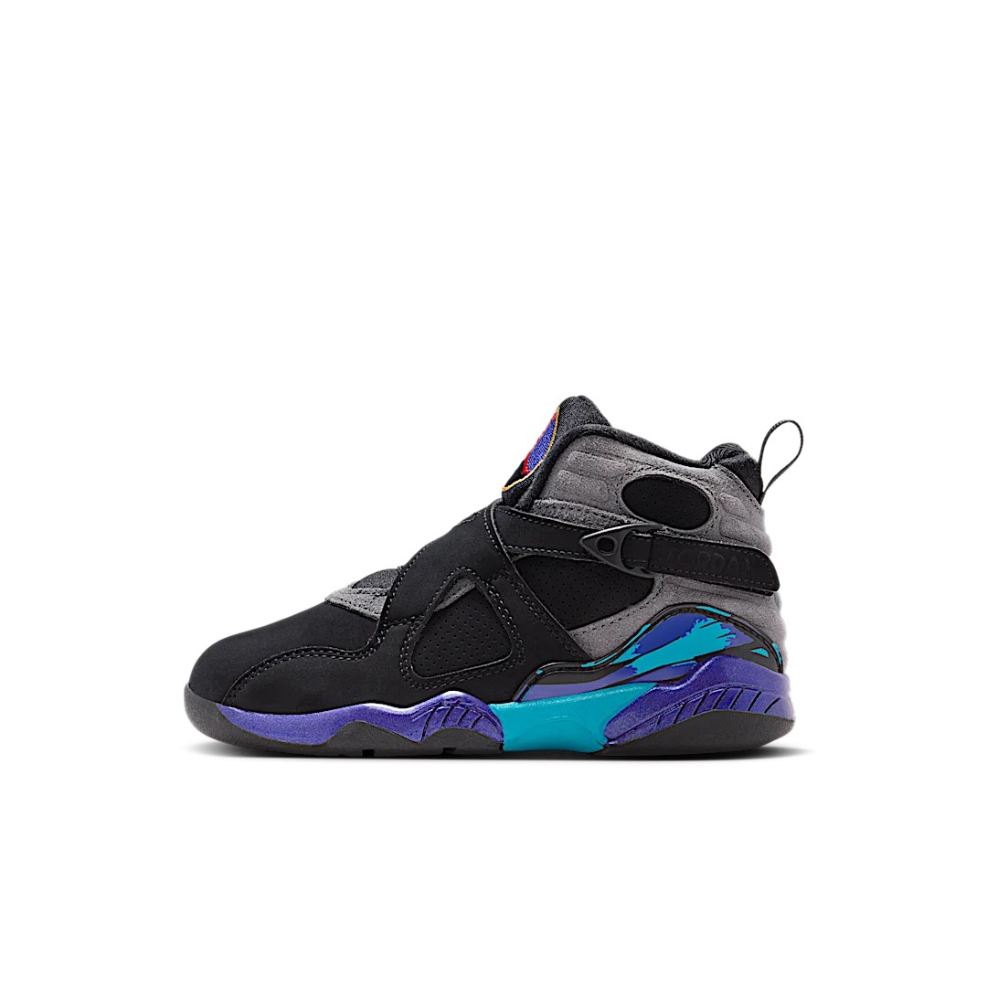 Air Jordan 8 Retro Aqua (2025) (PS), Black/True Red-Iron Grey-Bright Concord-Aquatone (305369-006)