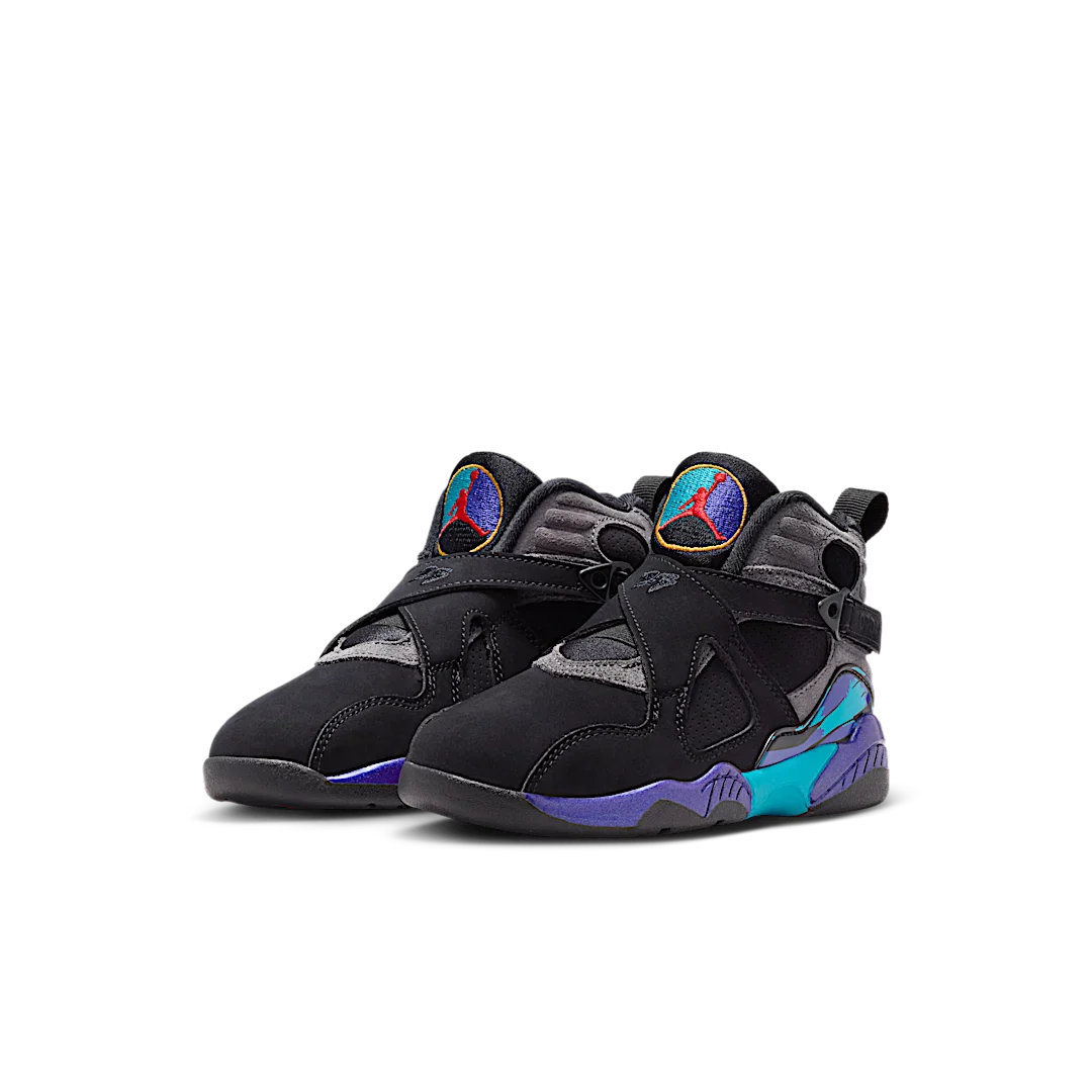 Air Jordan 8 Retro Aqua (2025) (PS), Black/True Red-Iron Grey-Bright Concord-Aquatone (305369-006)