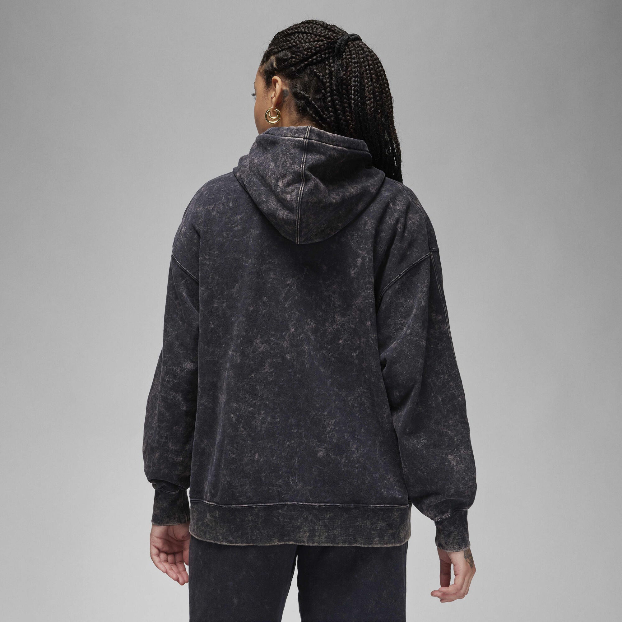 Air Jordan Flight Fleece Satin-Lined Washed Hoodie Black