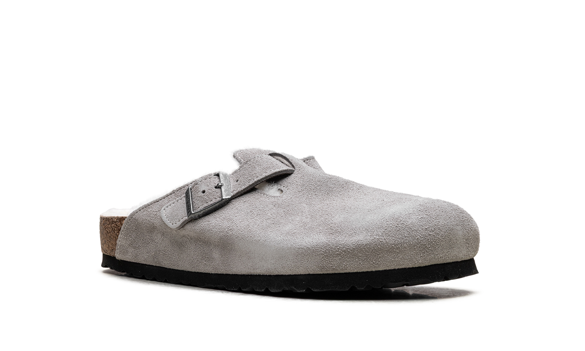 Birkenstock Boston Shearling Suede Stone Coin