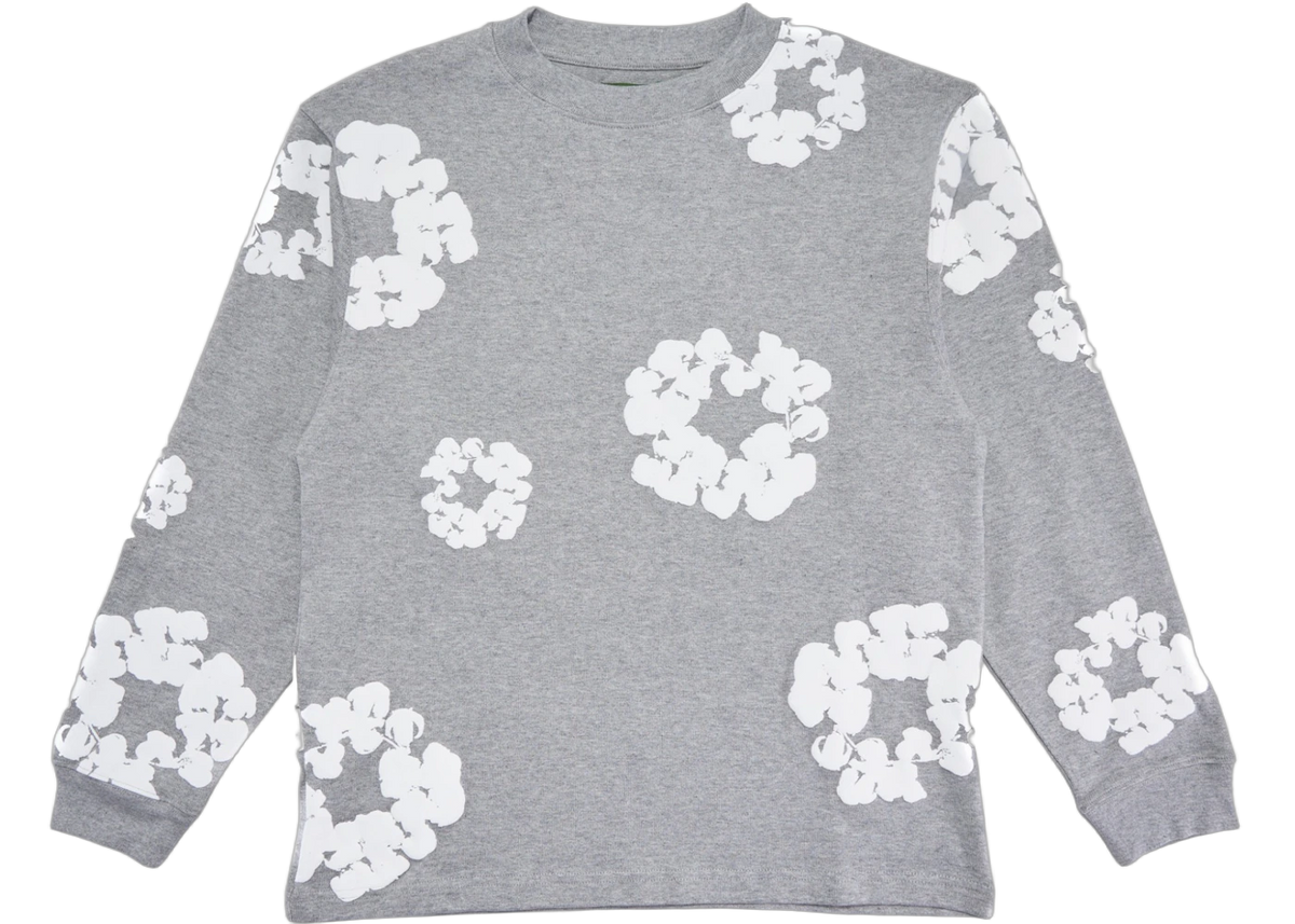 Denim Tears Long Sleeve Cotton Wreath T-shirt Grey, Grey (denim-tears-long-sleeve-cotton-wreath-t-shirt-grey)