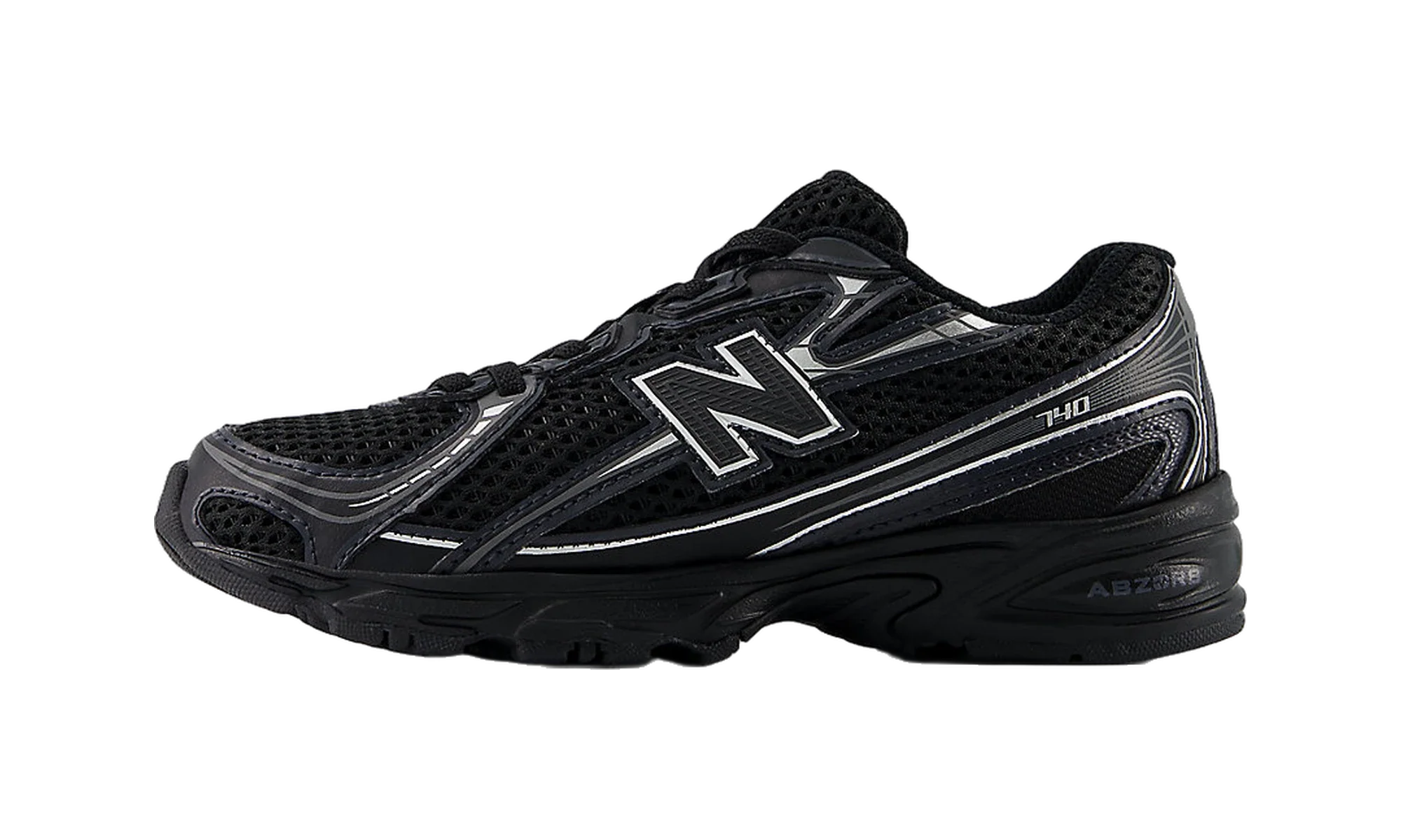 New Balance 740 Bungee Lace Black Grey Silver (PS)