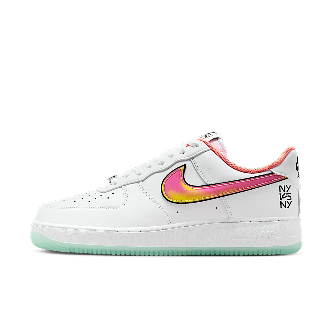 Nike Air Force 1 Low NY vs. NY White Crimson Pulse, White/Crimson Pulse/Green Glow/Light Laser Orange/Black/Metallic Silver (IH4962-100)