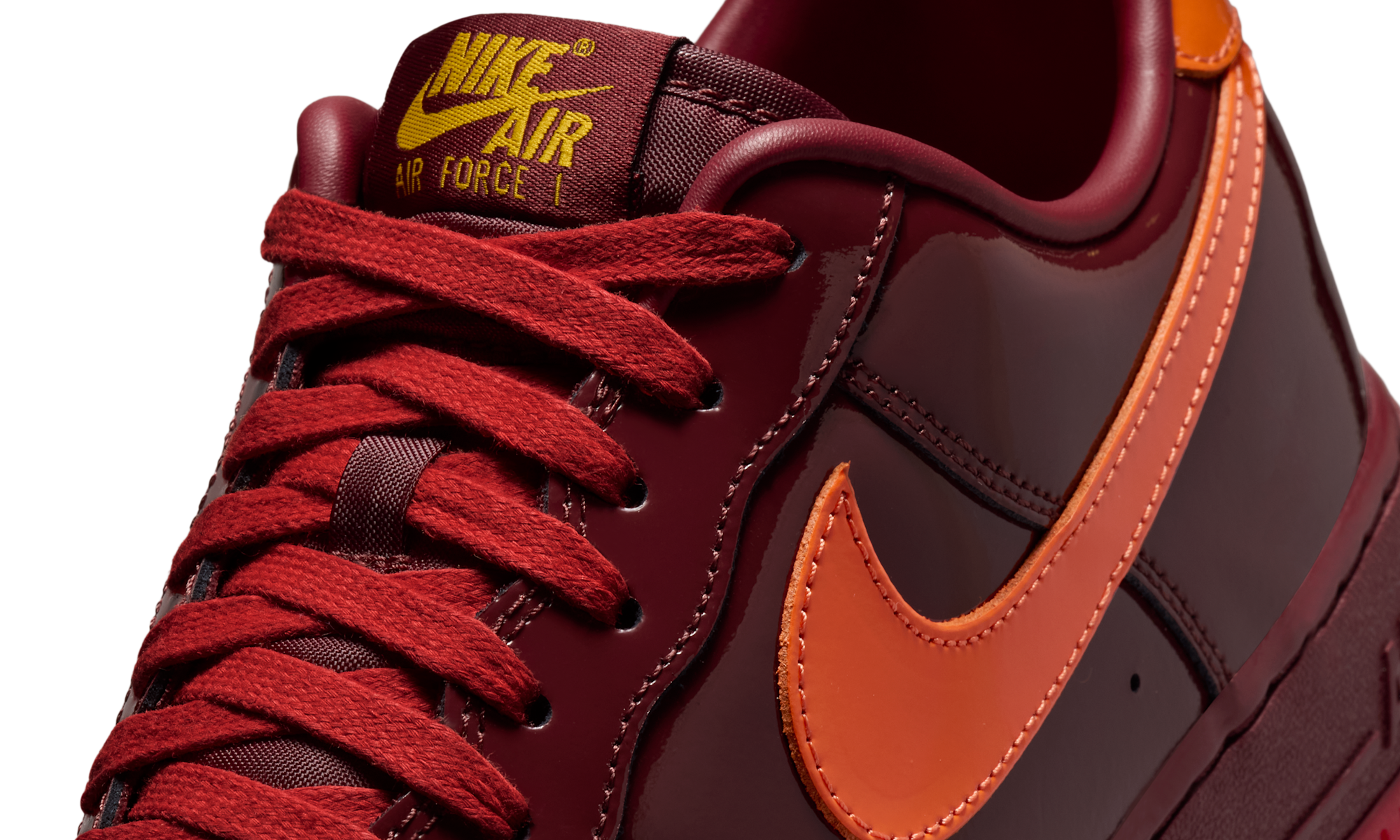 Nike Air Force 1 Low Patent Leather Dark Team Red Safety Orange