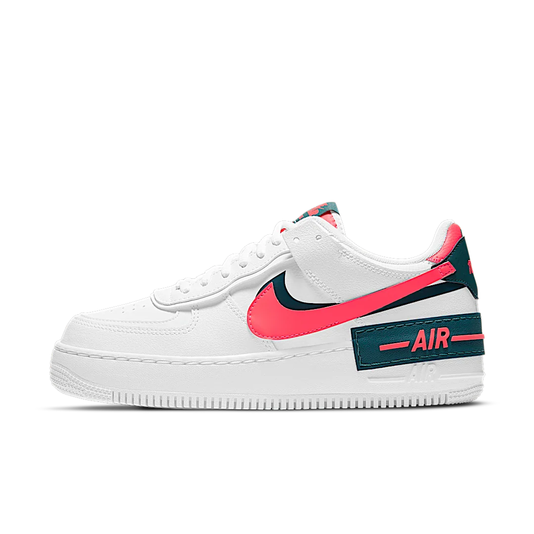 Nike Air Force 1 Low Shadow White Solar Red, White/Solar Red/White/Dark Teal Green (DB3902-100)