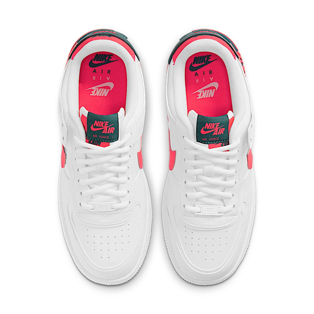 Nike Air Force 1 Low Shadow White Solar Red, White/Solar Red/White/Dark Teal Green (DB3902-100)