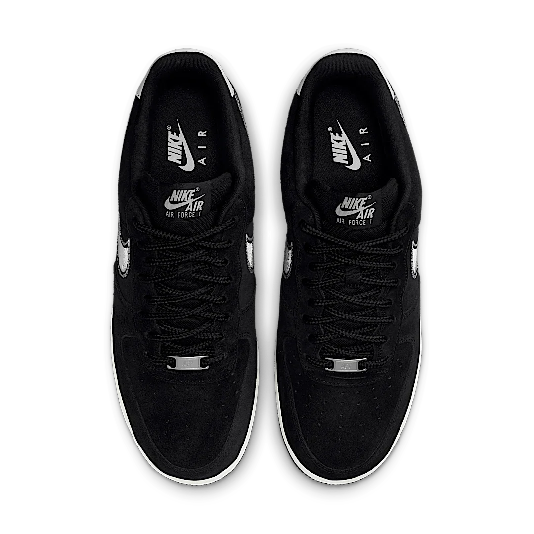 Nike Air Force 1 Low '07 LV8 Black Sail Embroidered Swoosh, Black/Sail (HJ4465-001)