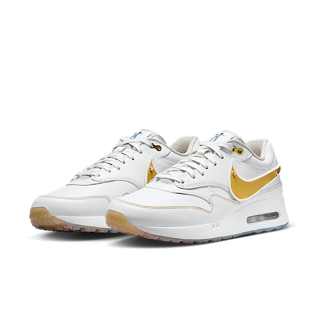 Nike Air Max 1 '86 OG Golf Eastside Golf Everyone’s Game. Be Authentic., White/Metallic Gold/Pure Platinum/Cool Grey (HQ3074-100)