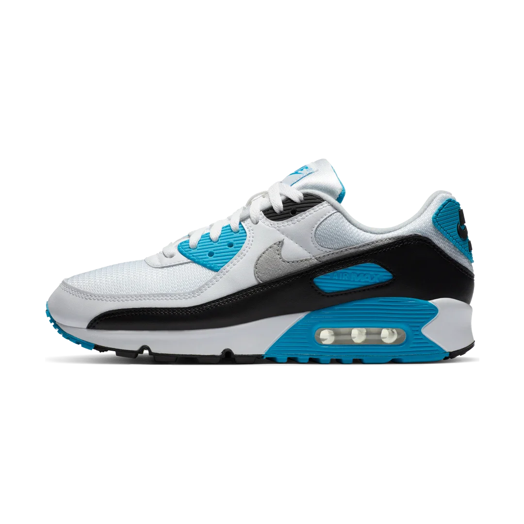 Nike Air Max 90 Laser Blue (2020), White/Black-Grey Fog-Laser Blue (CJ6779-100)