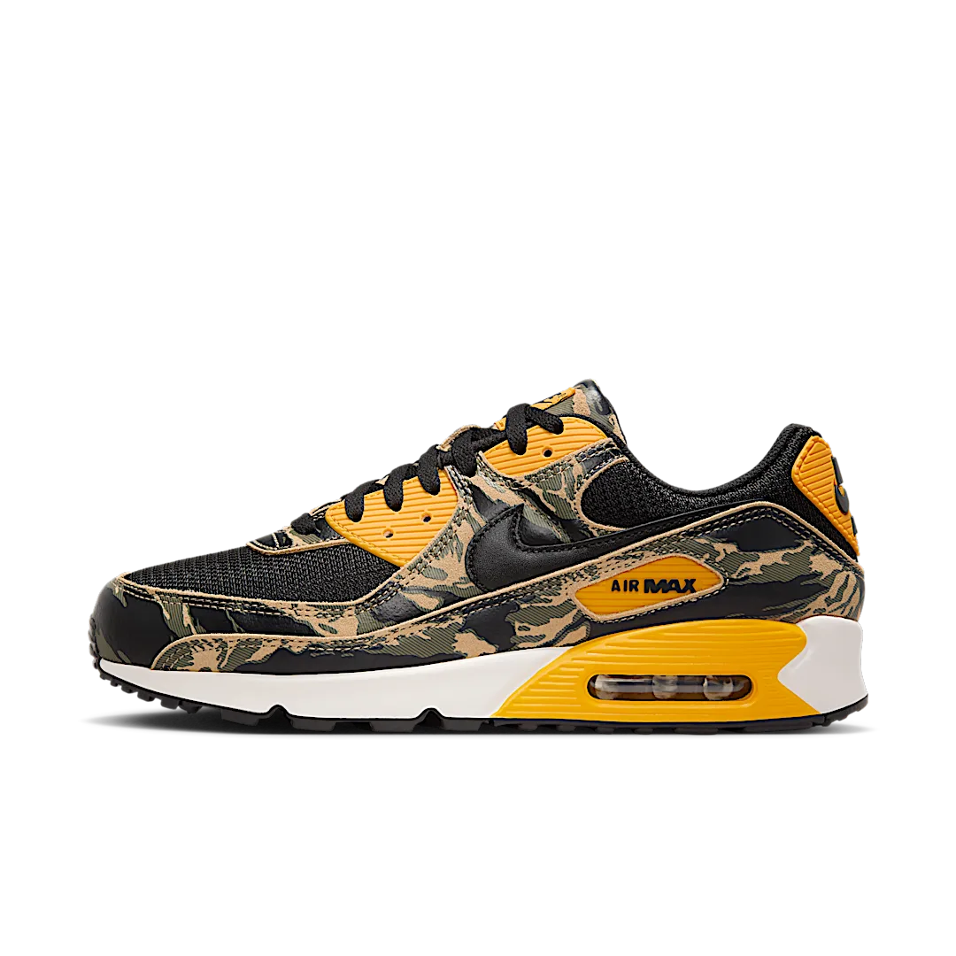 Nike Air Max 90 Premium Black University Gold Camo, Black/University Gold/Parachute Beige/Black (IF1721-001)