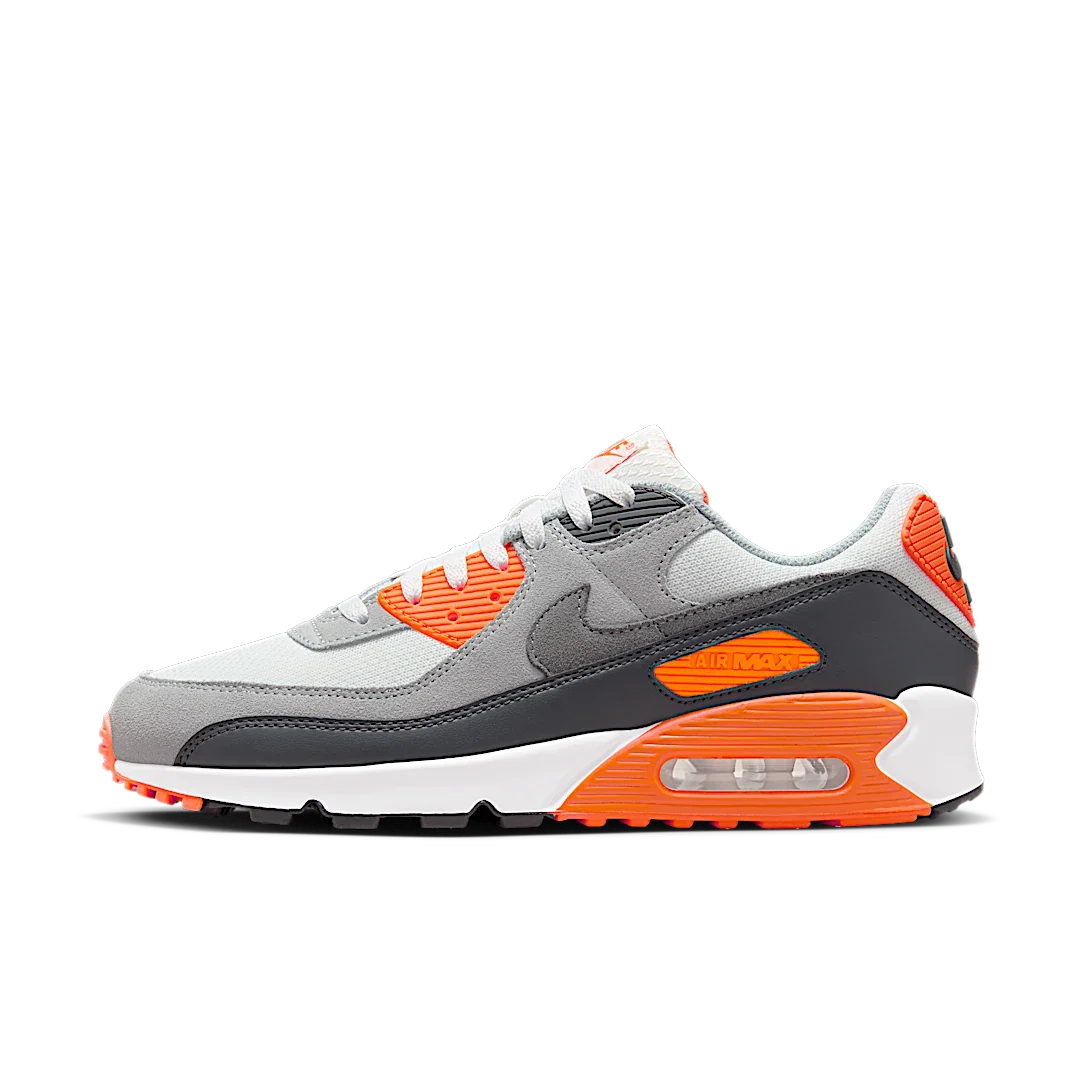Nike Air Max 90 Summit White Safety Orange Dark Smoke Grey Smoke Grey, Summit White/Safety Orange/Dark Smoke Grey/Smoke Grey (DM0029-108)