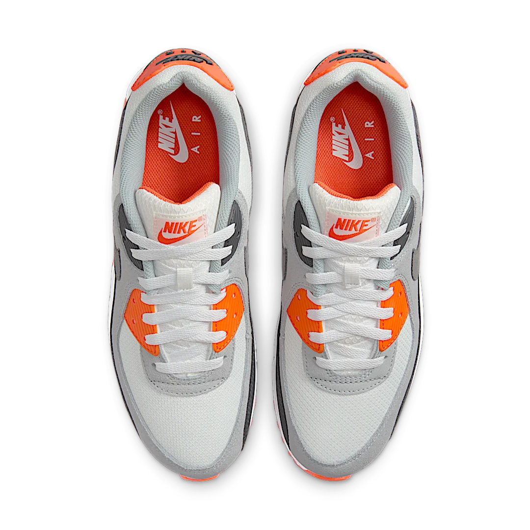 Nike Air Max 90 Summit White Safety Orange Dark Smoke Grey Smoke Grey, Summit White/Safety Orange/Dark Smoke Grey/Smoke Grey (DM0029-108)