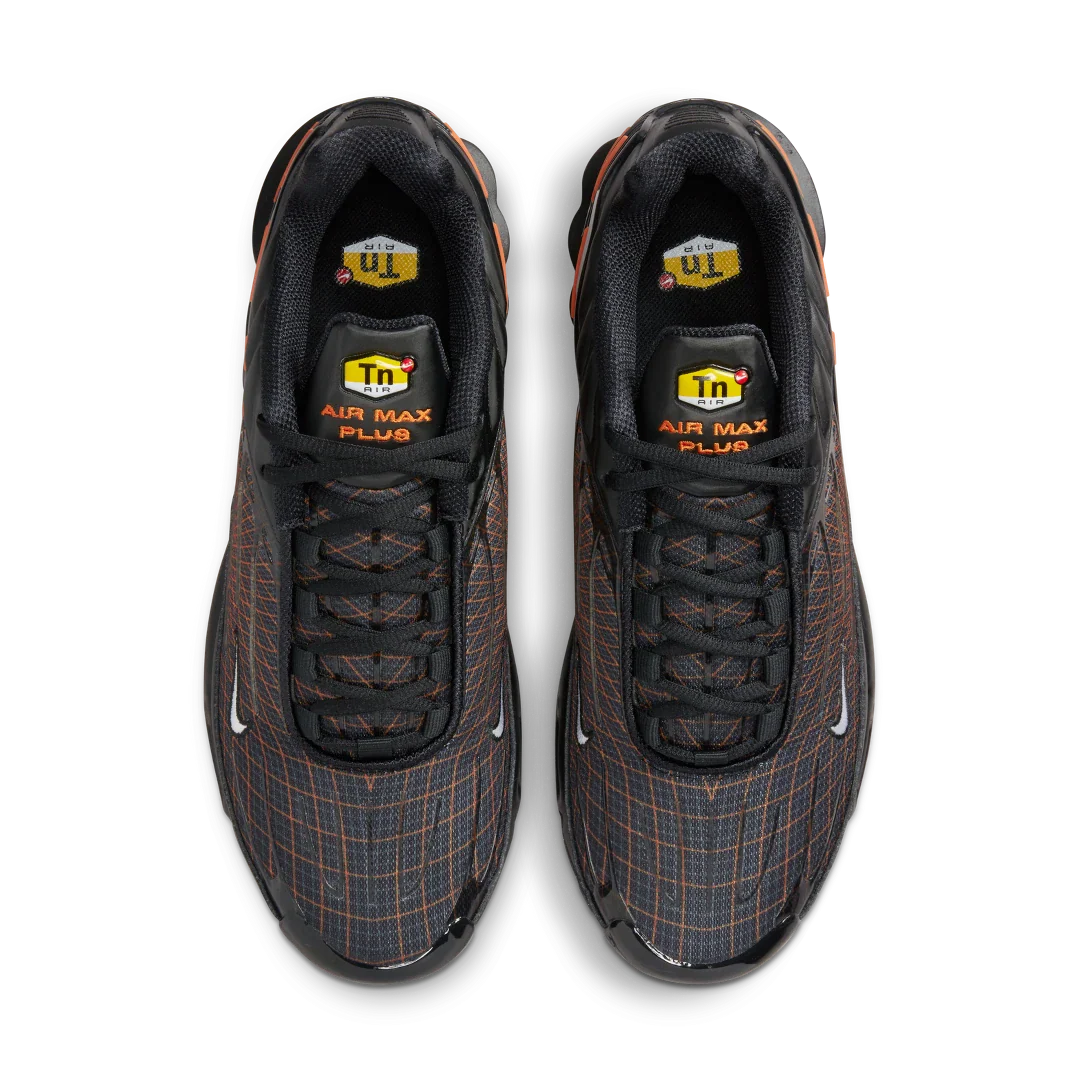 Nike Air Max Plus 3 Black Orange Spirograph, Black/Safety Orange/Iron Grey/White (FB3352-001)