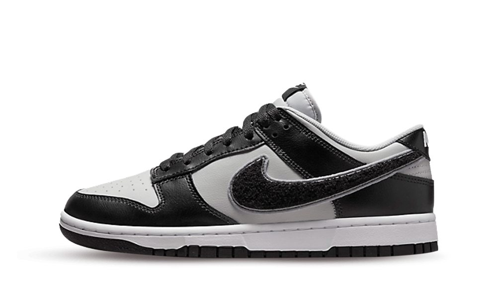 Nike Dunk Low Chenille Swoosh Black Grey, Grey Fog/Wolf Grey/Iron Grey/Black (DQ7683-001)