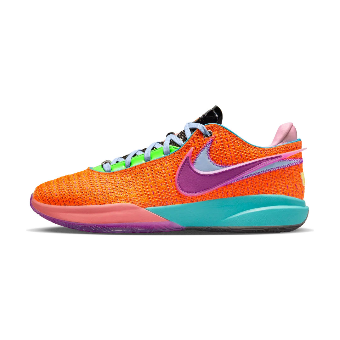 Nike LeBron 20 Chosen 1, Total Orange-Vivid Purple-Green Strike-Hot Punch (DJ5423-800)