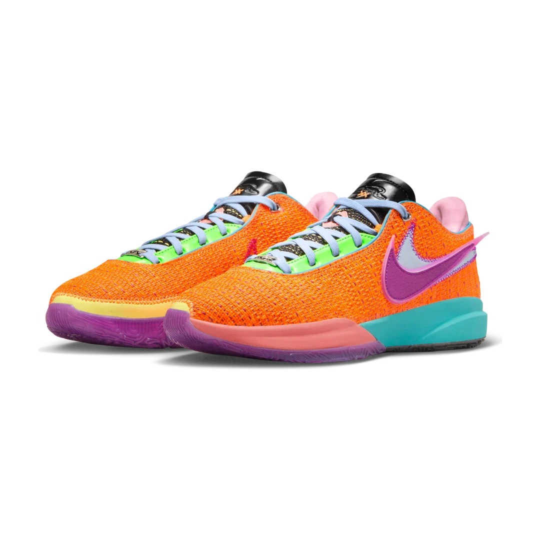 Nike LeBron 20 Chosen 1, Total Orange-Vivid Purple-Green Strike-Hot Punch (DJ5423-800)