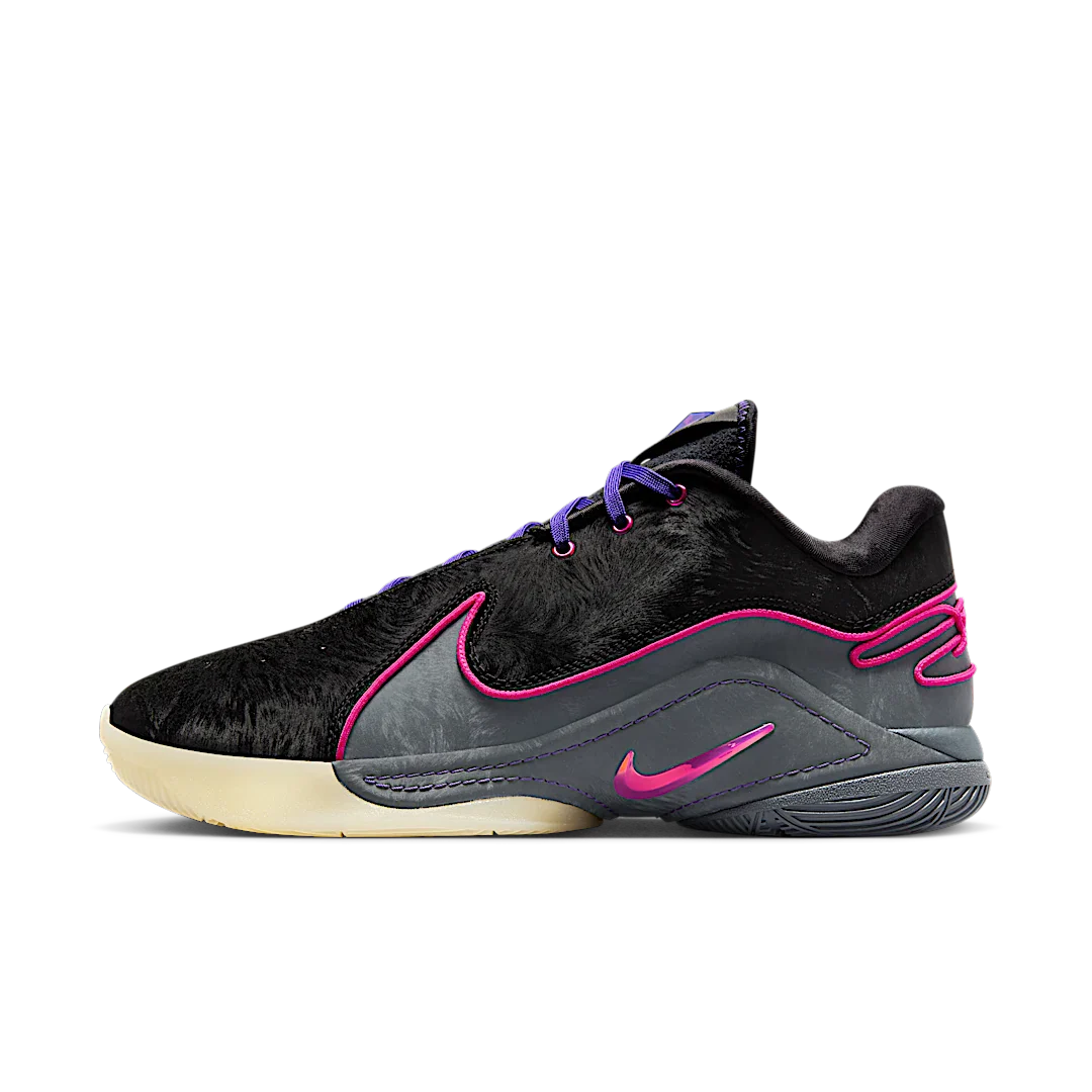 Nike LeBron 22 Blacklight, Black/Laser Fuchsia/Dark Grey/Field Purple/Guava Ice/Vapor Green (FZ1094-001)