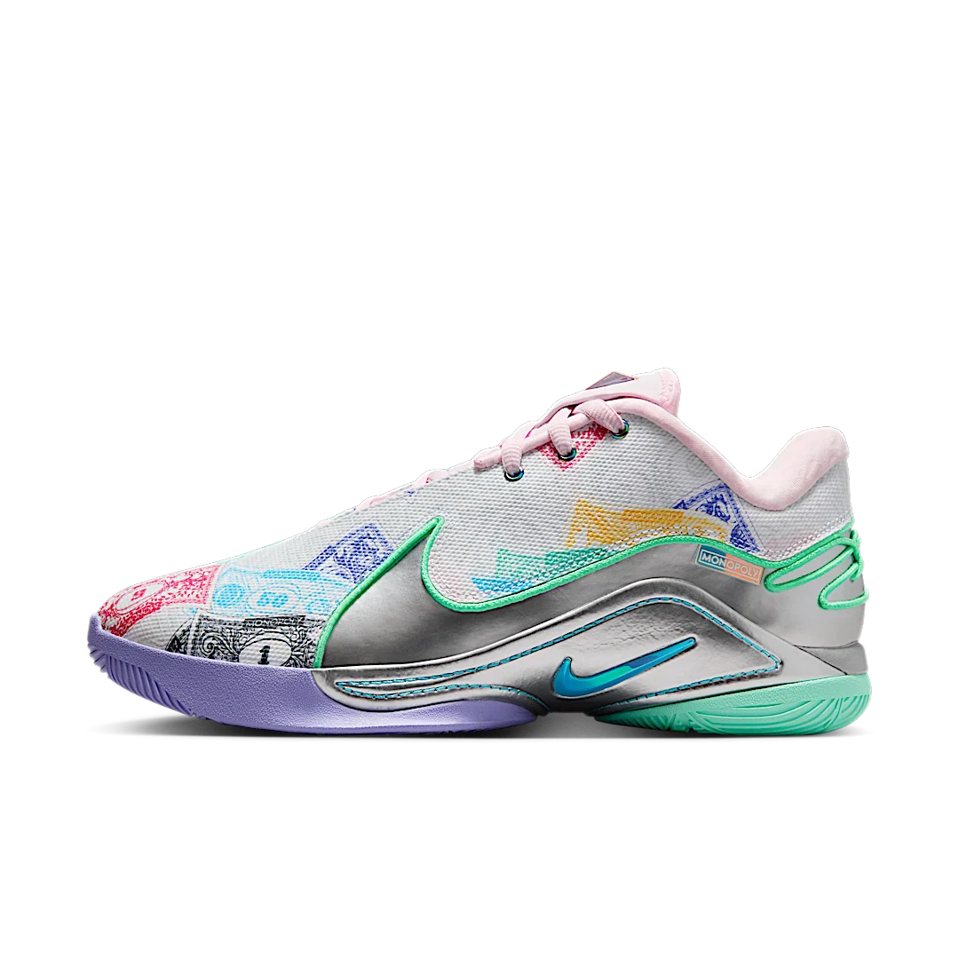 Nike LeBron 22 Monopoly (Solid Outsole), White/Green Glow/Pink Foam/Baltic Blue (FZ1099-100/FZ1098-100)