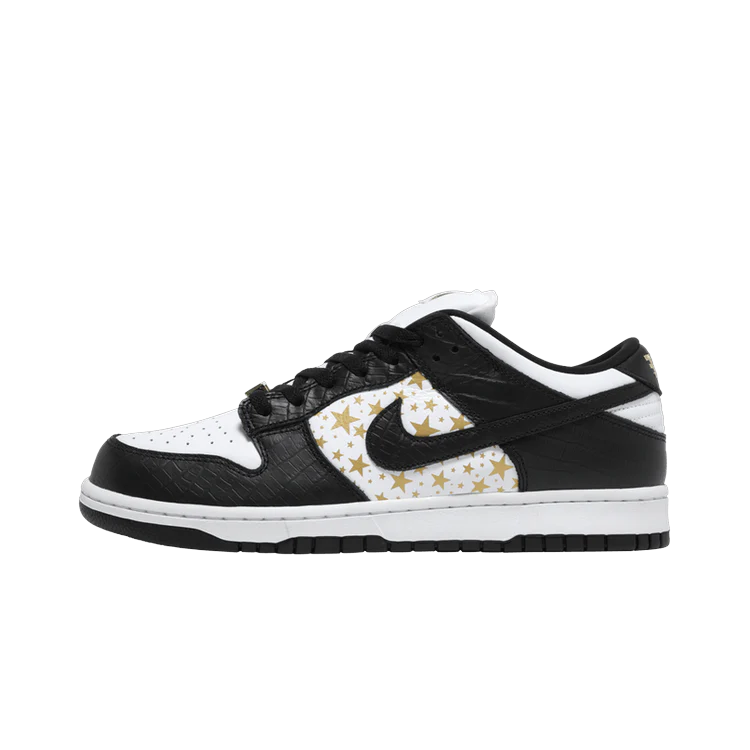 Nike SB Dunk Low Supreme Stars Black (2021), Black/Metallic Gold-White (DH3228-102)