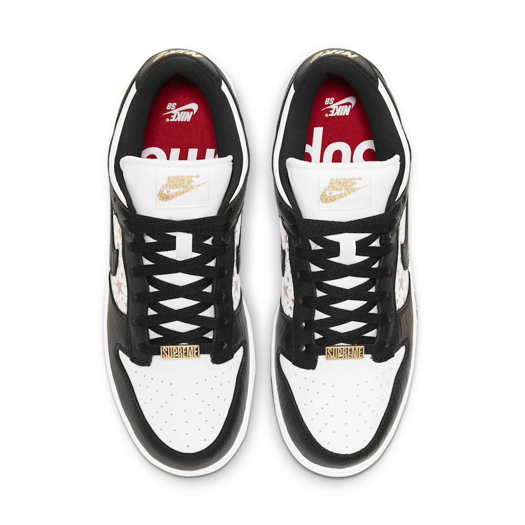 Nike SB Dunk Low Supreme Stars Black (2021), Black/Metallic Gold-White (DH3228-102)