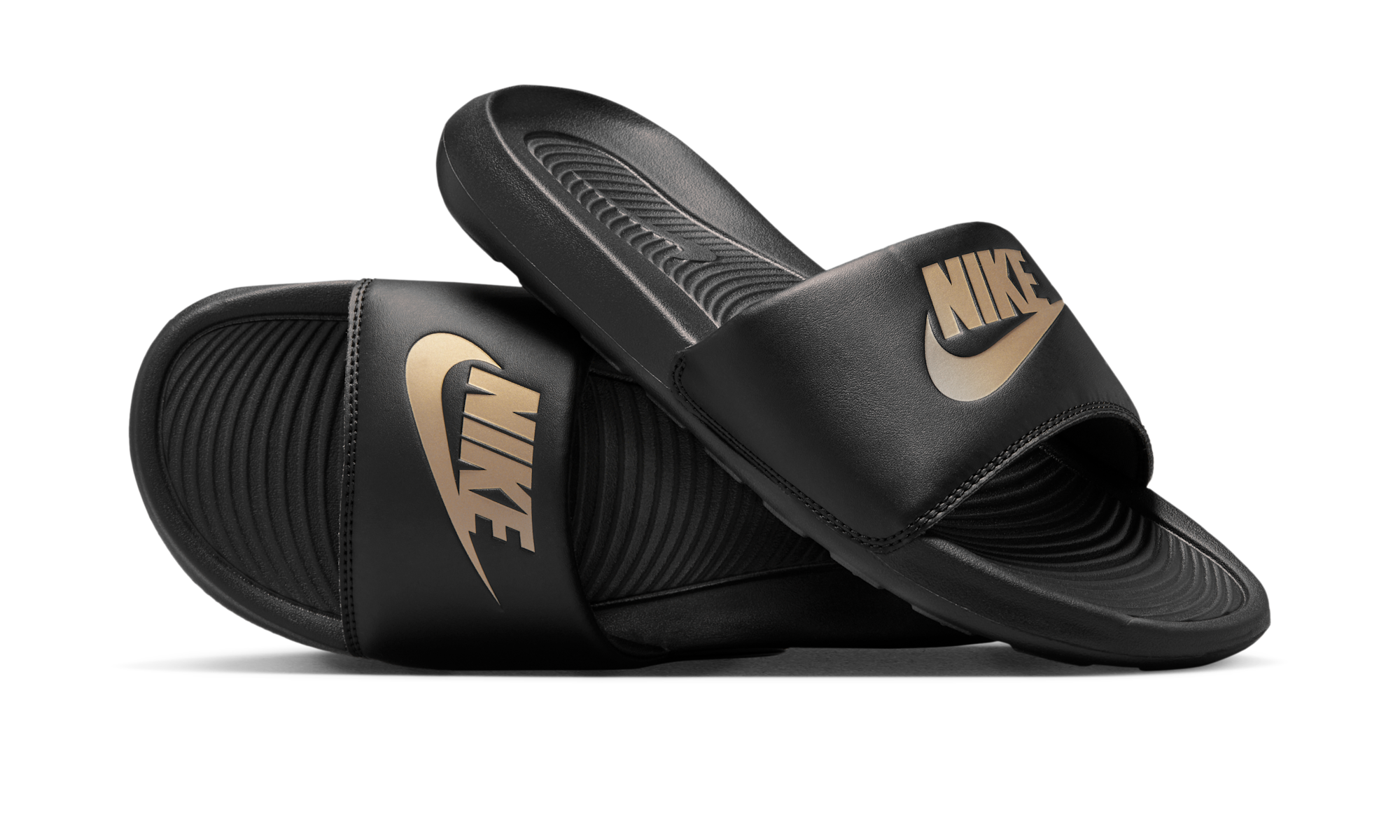 Nike Victori One Slide Black Metallic Gold