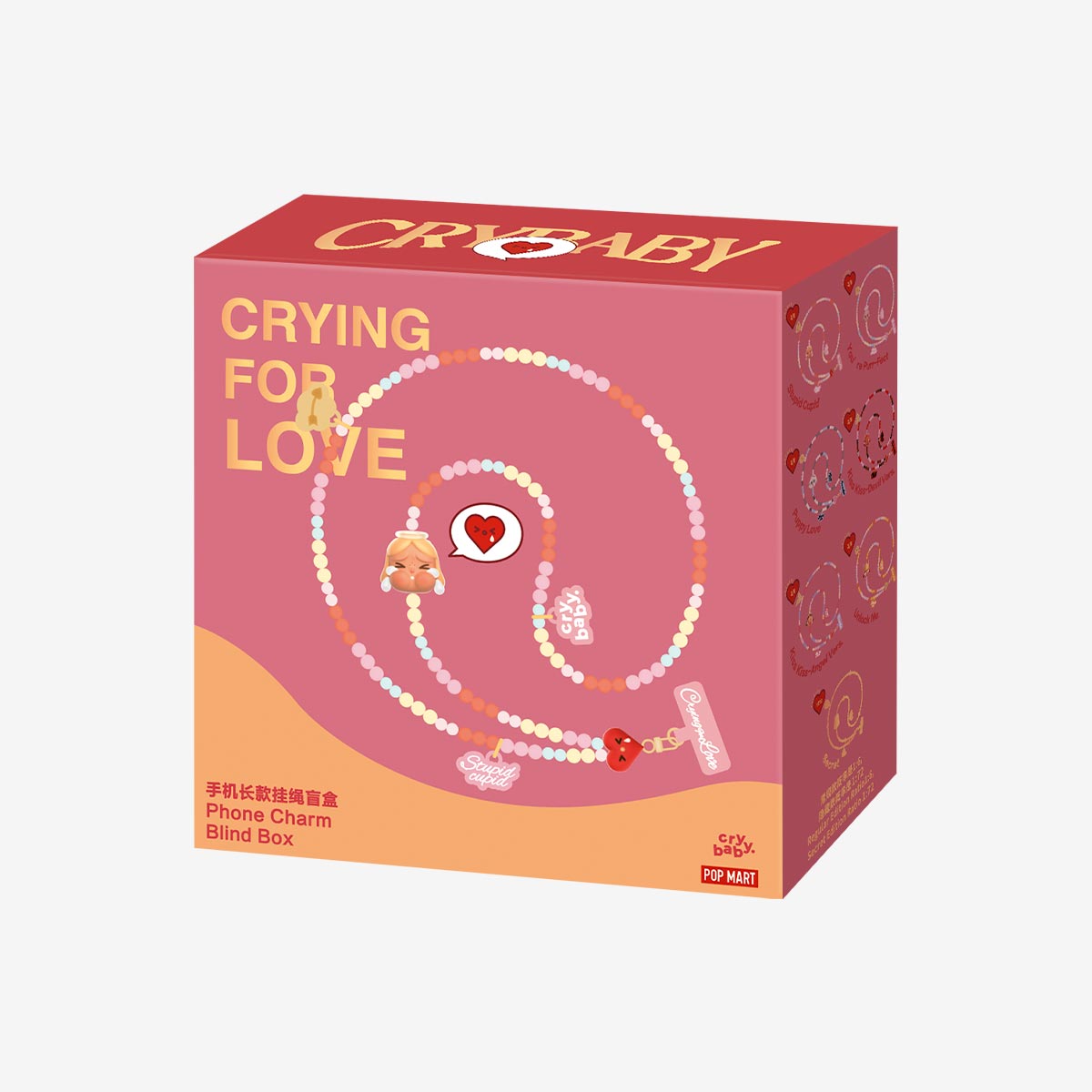 Pop Mart CryBaby Crying For Love Series Phone Charm Sealed Case (6 Blind Box), None (1241104012)