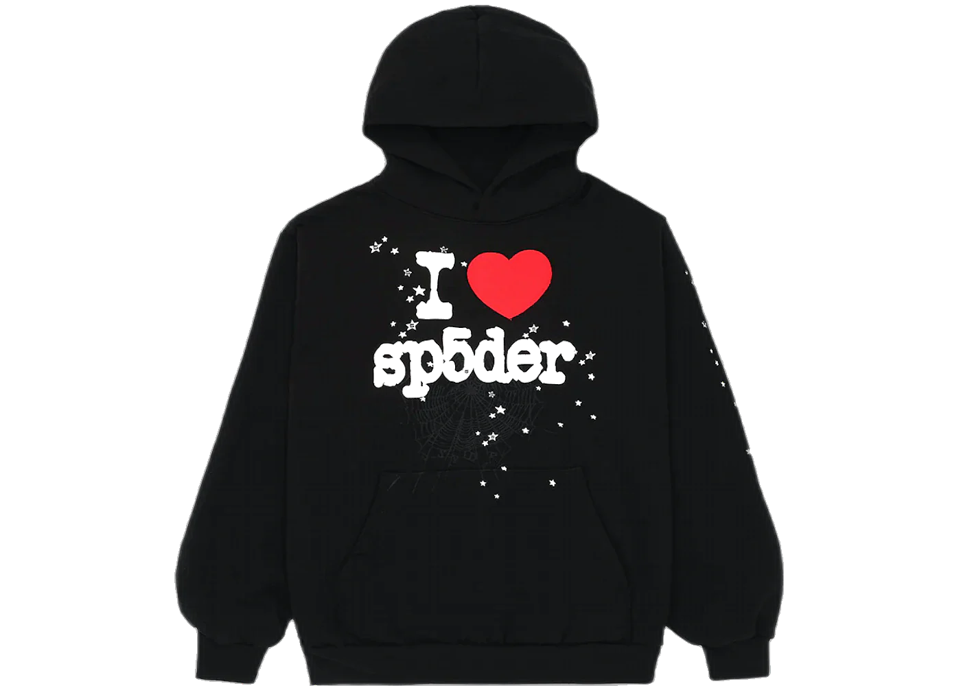 Sp5der I Heart SP5 Hoodie Black, Black (SP5-LOVEBLK-HD)