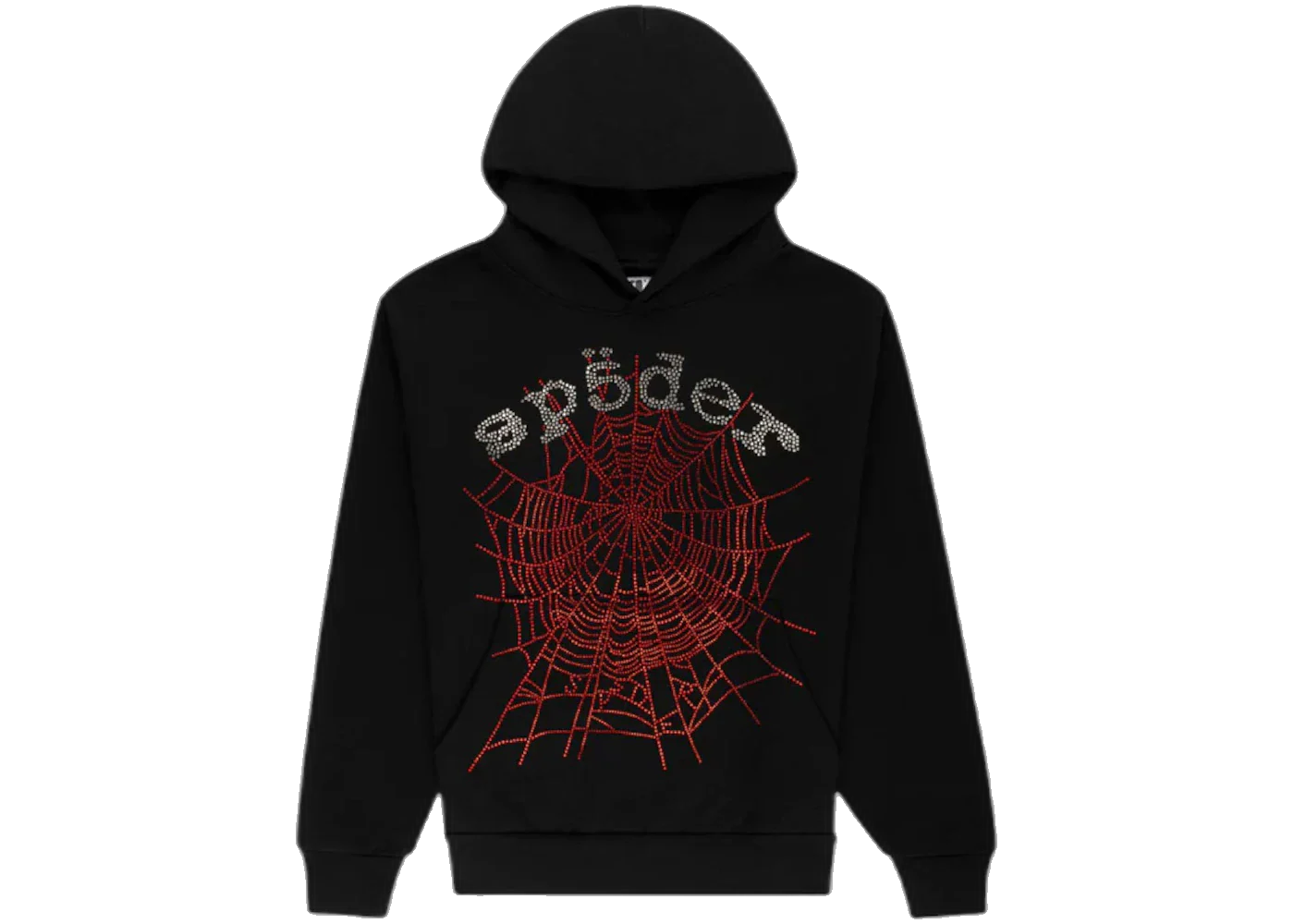 Sp5der Rhinestone OG Web V2 Hoodie Black, Black (sp5der-rhinestone-og-web-v2-hoodie-black)