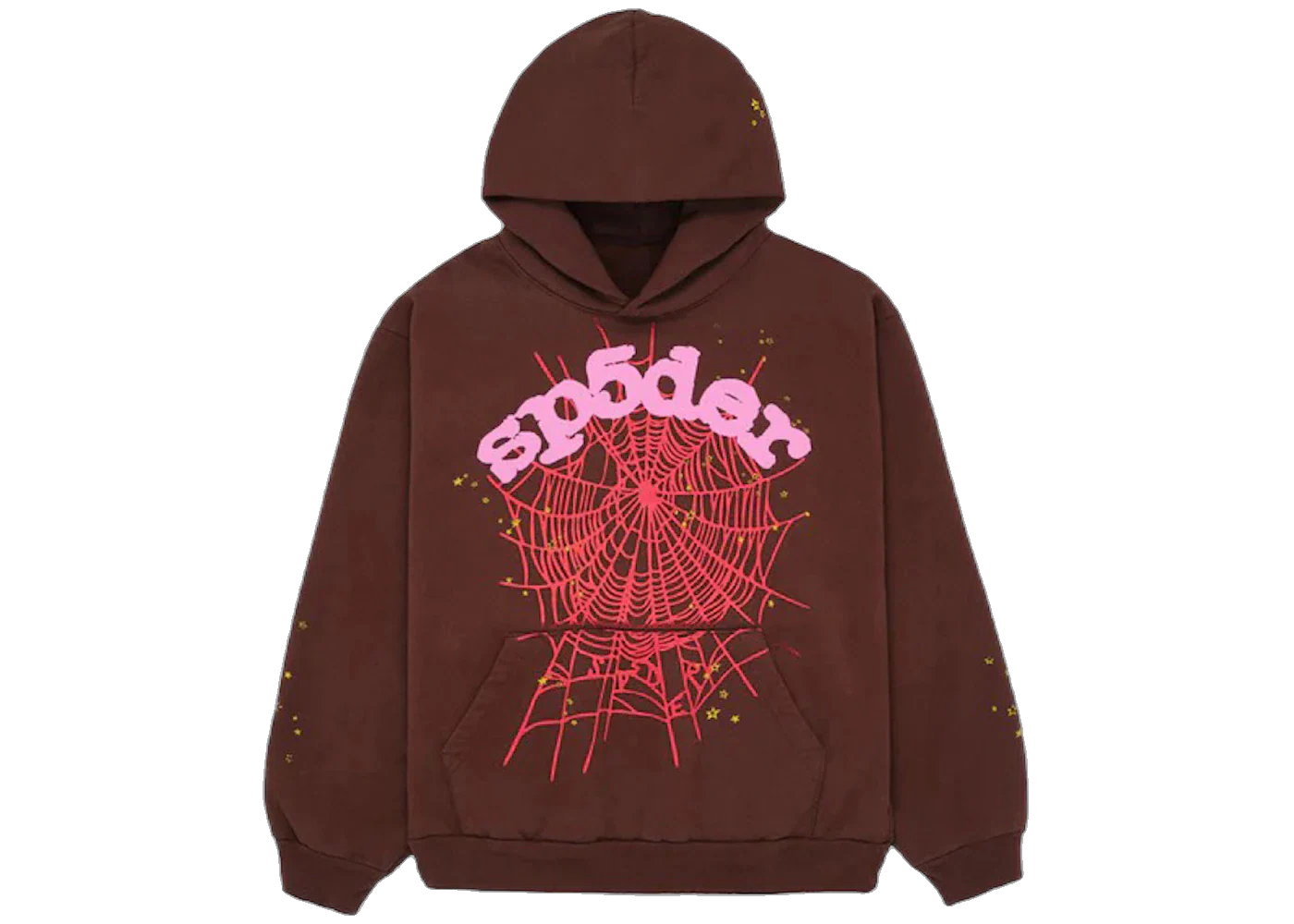 Sp5der Web Hoodie Brown, Brown (sp5der-web-hoodie-brown)