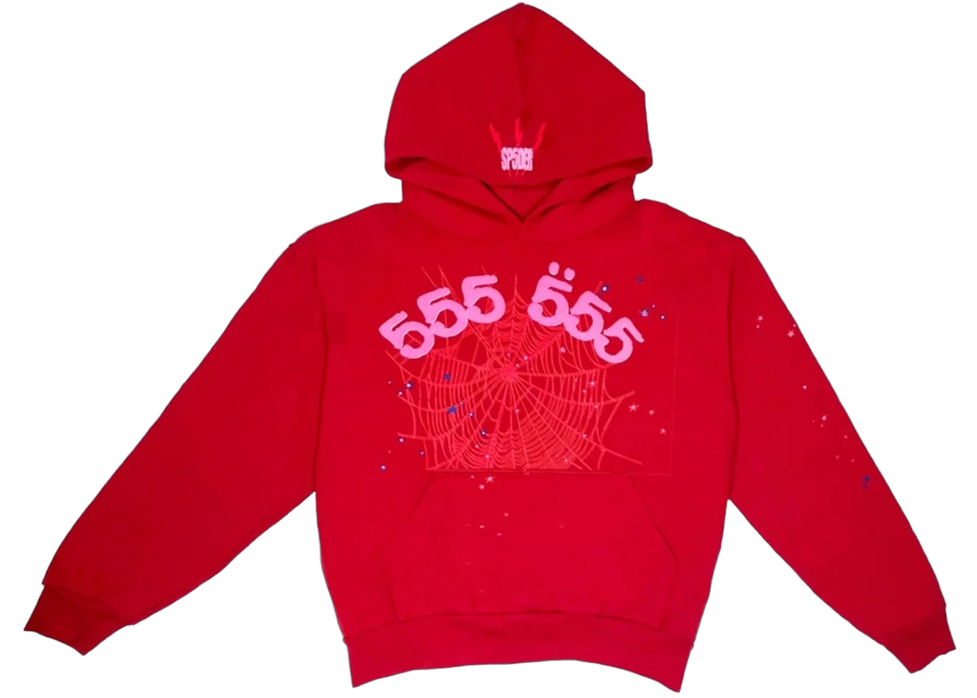 Sp5der Worldwide Red Angel Number 555 Hoodie Red