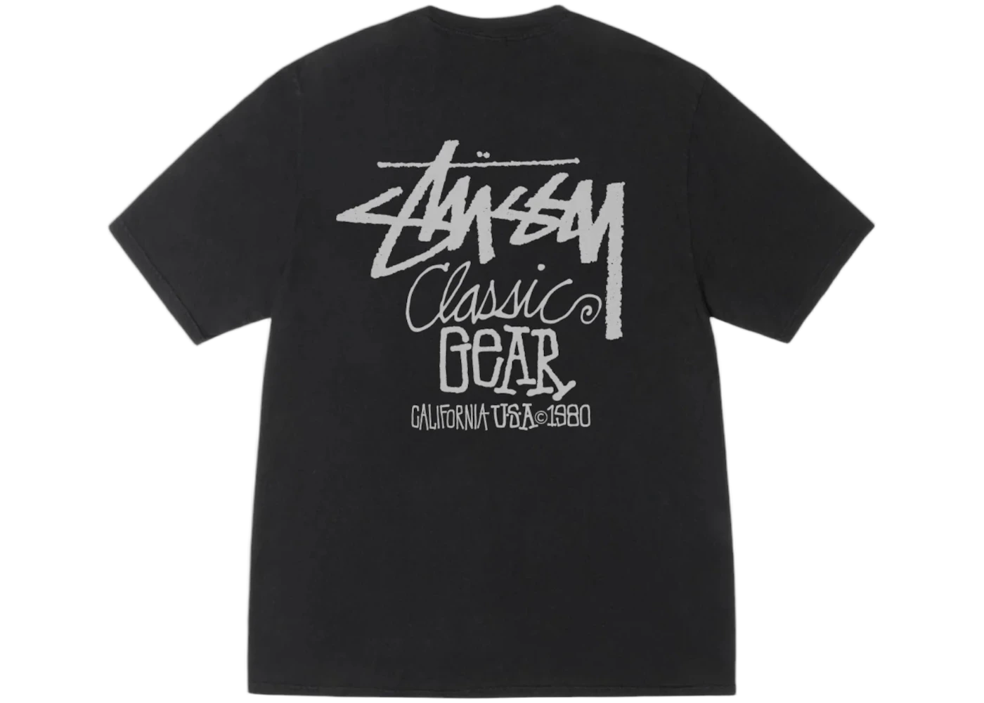 Stussy Classic Gear Pigment Dyed Tee Black, Black (stussy-classic-gear-pigment-dyed-tee-black)