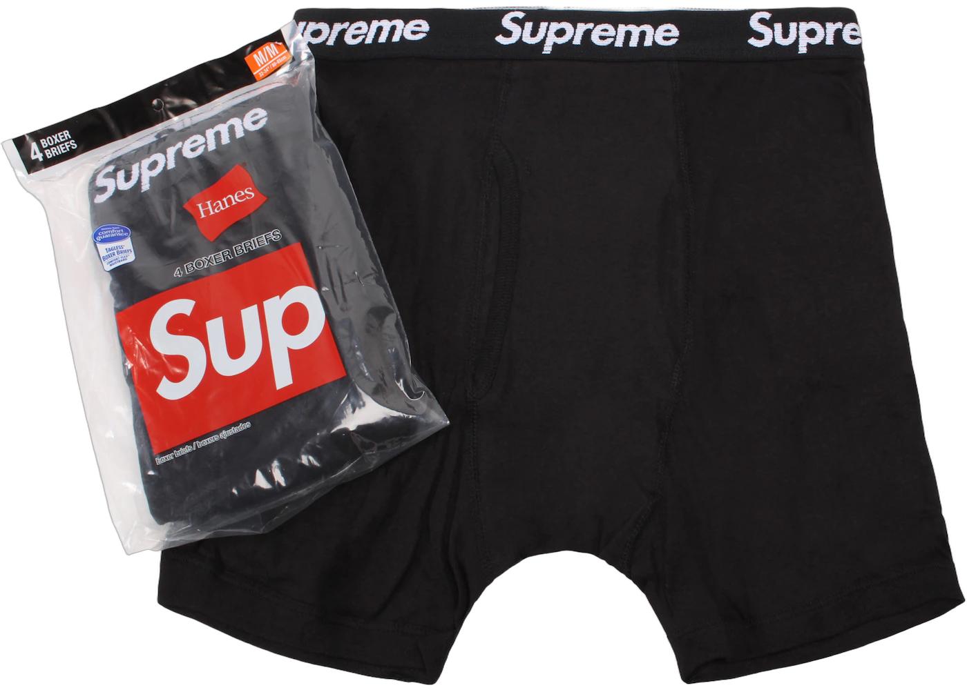 Supreme Hanes Boxer Briefs (4 Pack) Black