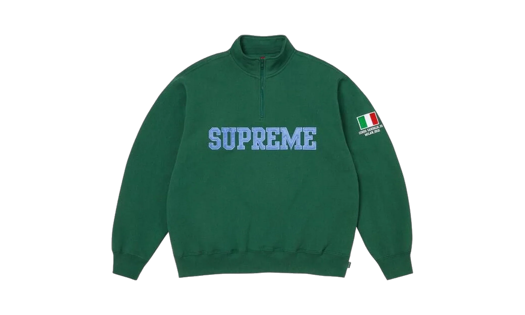 Supreme Shop Flag Half Zip Pullover Dark Green Milan