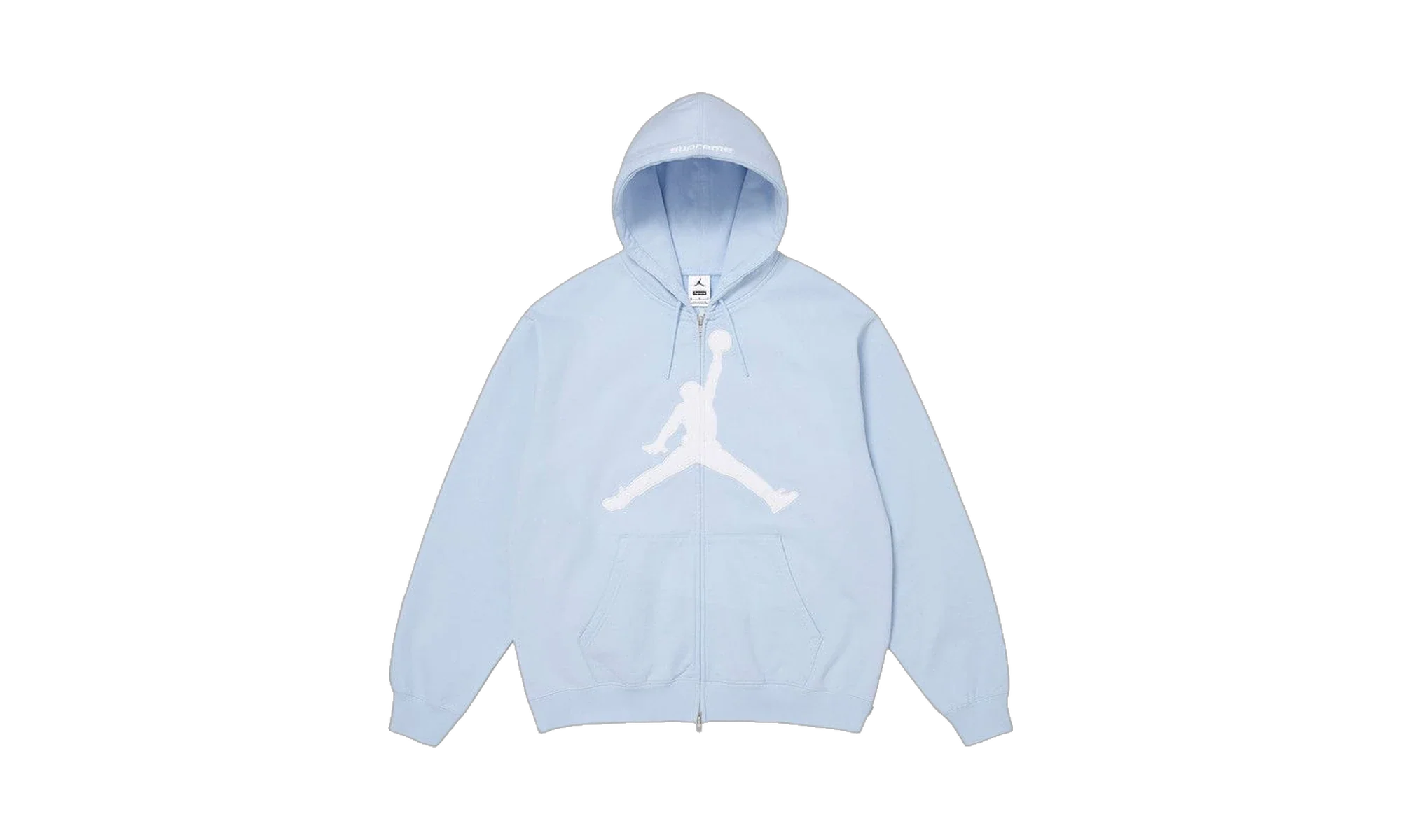 Supreme x Air Jordan Zip Up Hooded Sweatshirt Light Blue