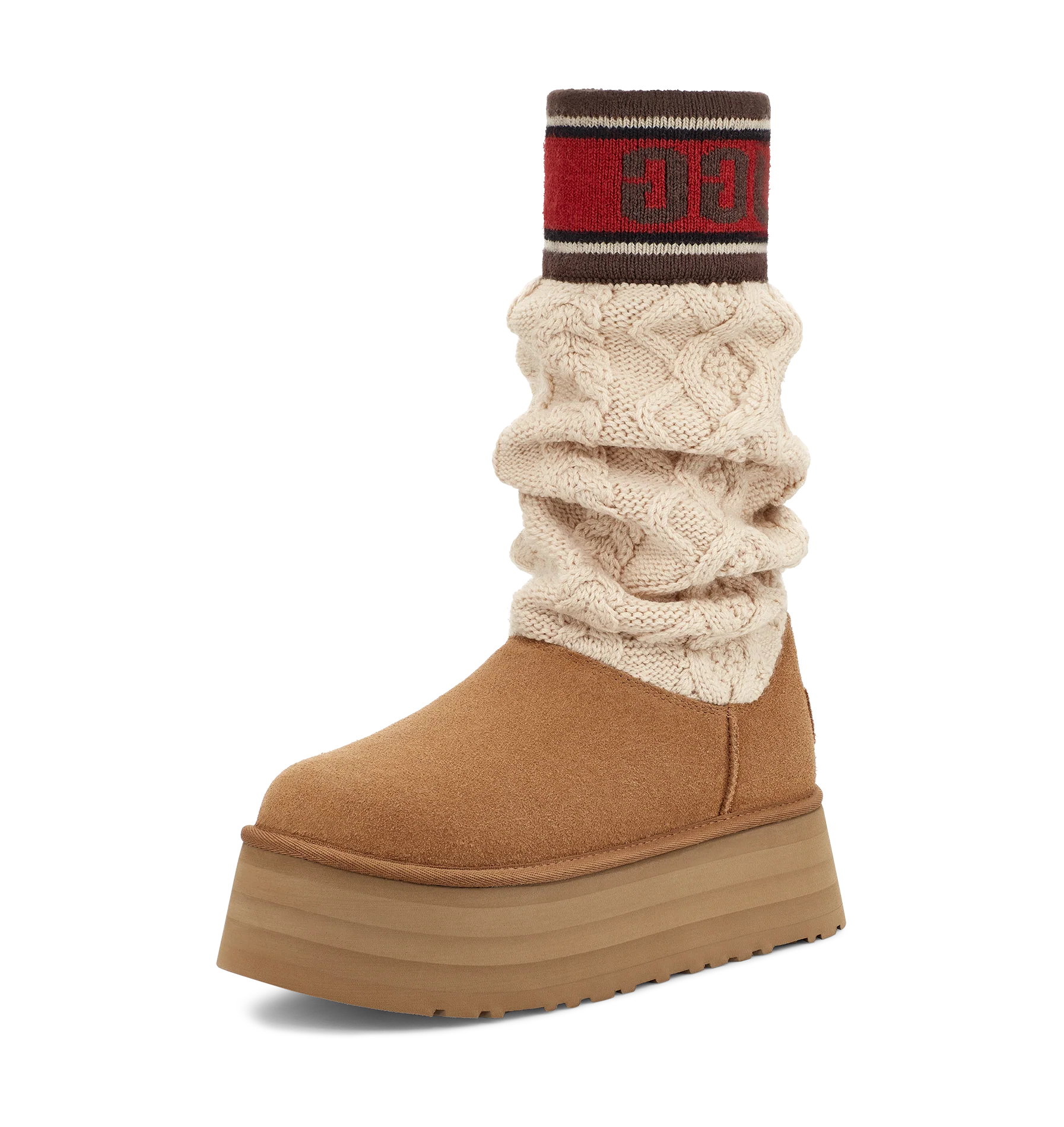 UGG Classic Sweater Letter Boot Chestnut, Chestnut (1144045-CHE)