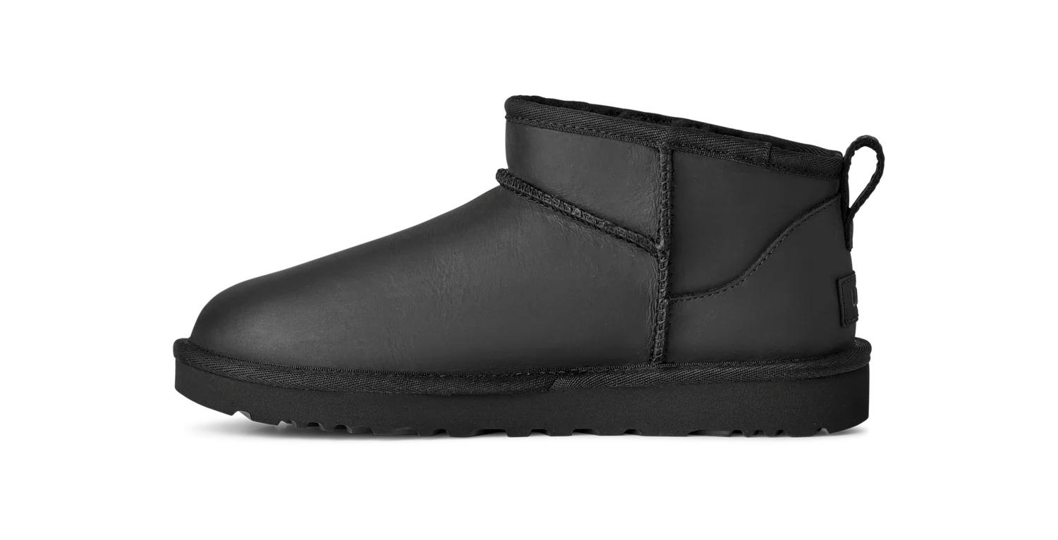 UGG Classic Ultra Mini Leather Boot Black, Black (1174210-BLK)