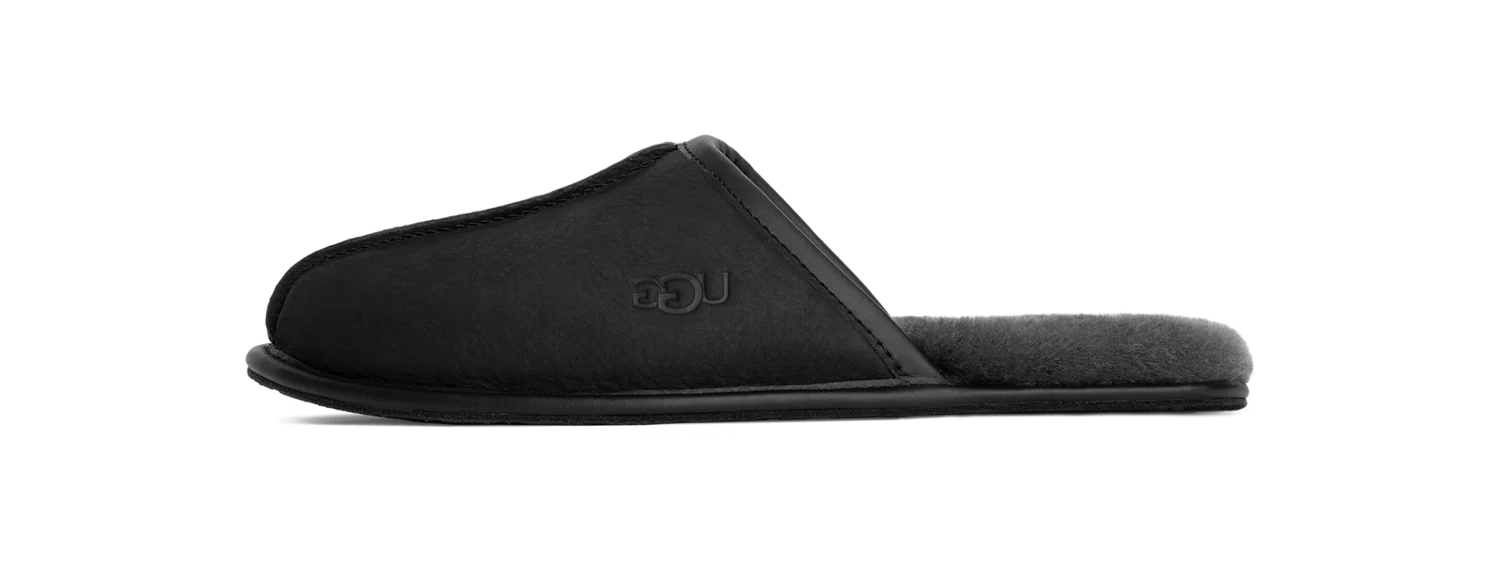 UGG Scuff Leather Slipper Black, Black (1108192-BLK)