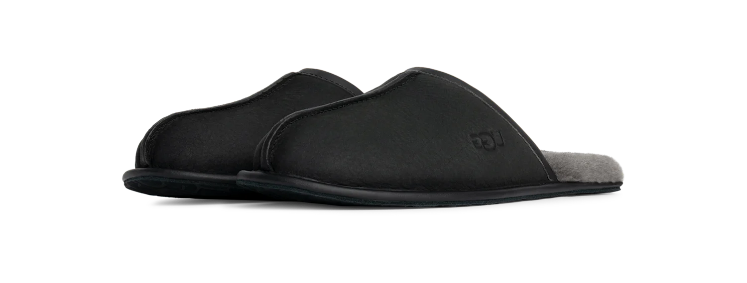 UGG Scuff Leather Slipper Black, Black (1108192-BLK)